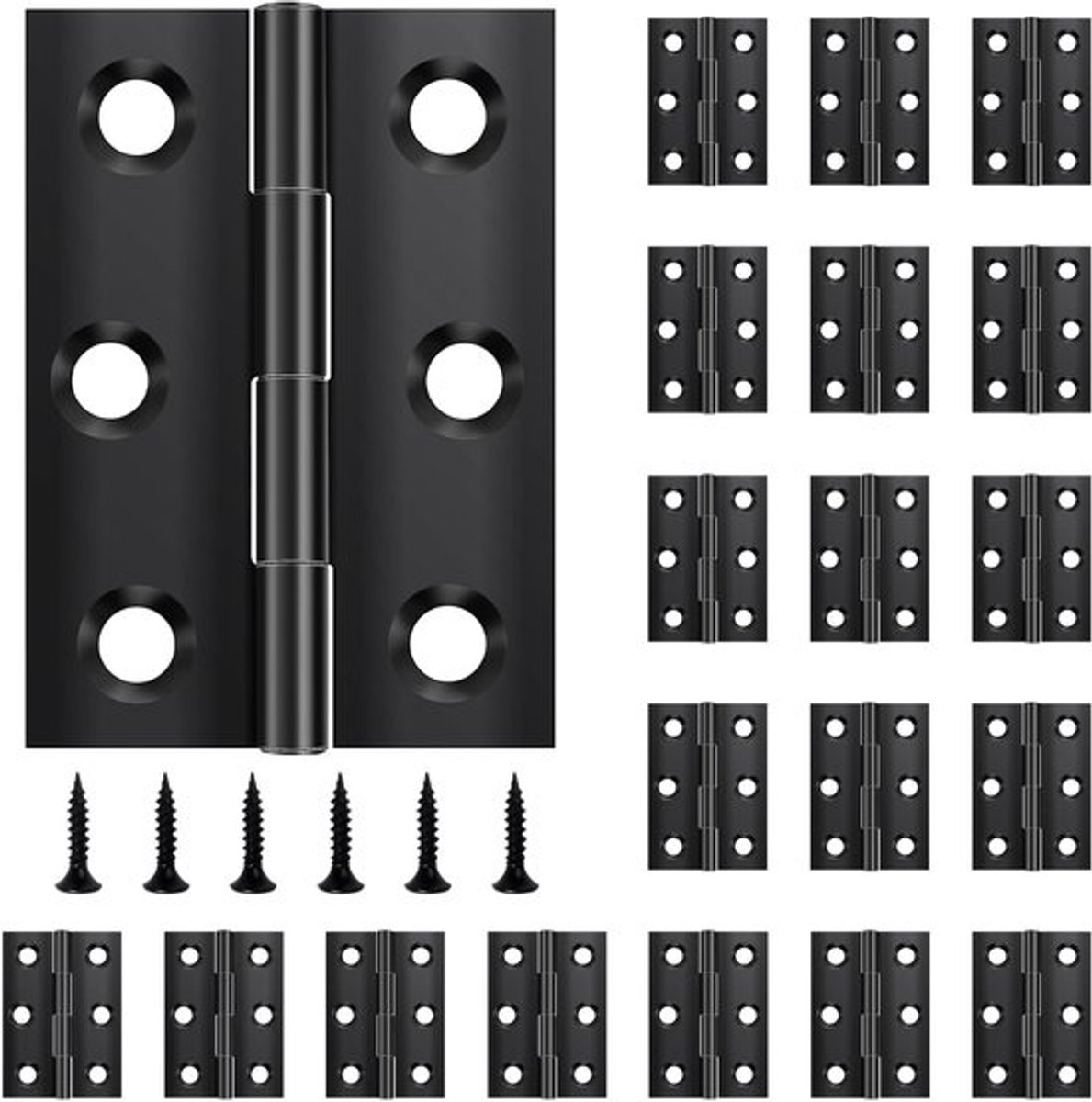 Scharnieren 20 Stuks - Kleine Scharnieren - Deurscharnier - Zwarte Scharnieren - Roestvrij Staal - Afmetingen 44 × 31 mm