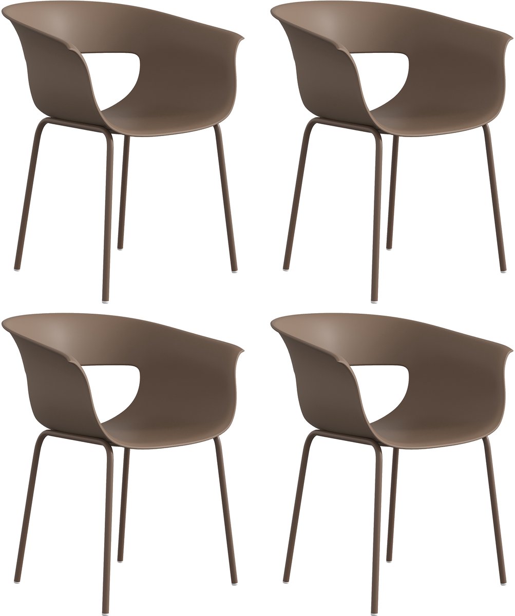 Outsunny Tuinstoel voor Buiten-Metaal, kunststof-61L x 51B x 74H cm-Koffie