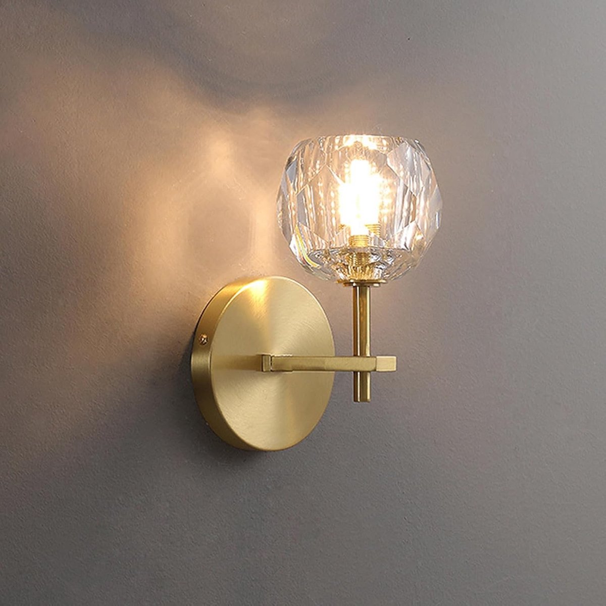 Wandlamp - Goud - 1 Licht-12 cm - Kristal met Messing - Voor Binnengebruik