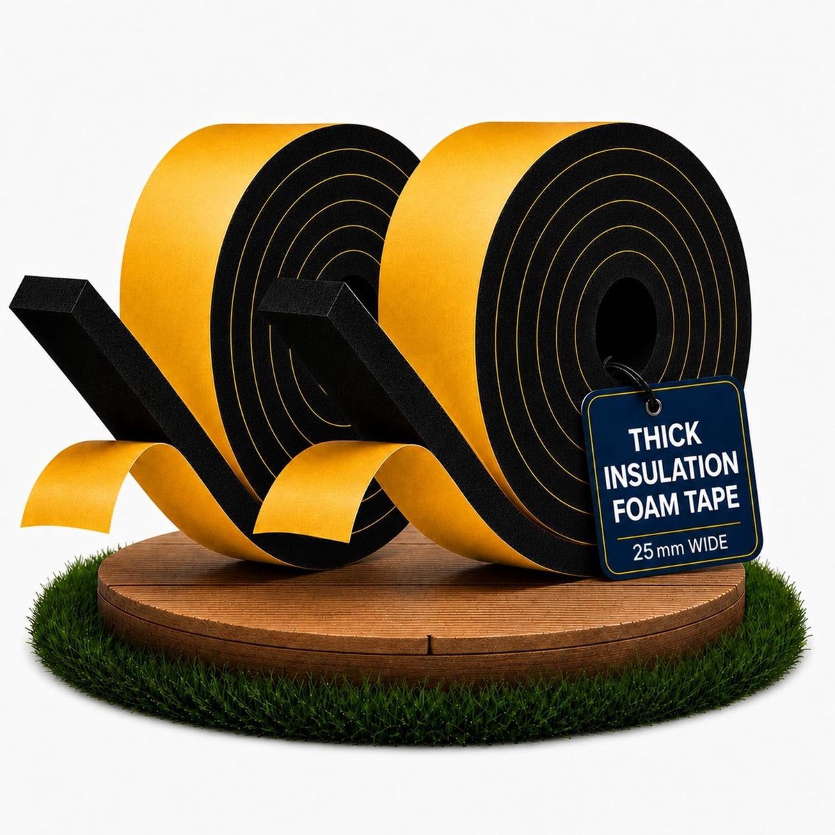 Schuimplakband - Zwart - 25 mm x 4 m - EPDM-rubber voor Afdichting van Ramen en Deuren