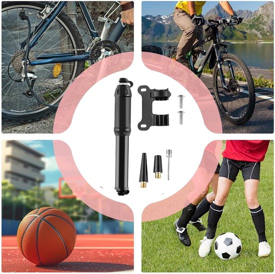 Fietspomp Hoge Druk - Lichtgewicht Pomp - Onderweg Banden Vullen - Duurzame Legering Constructie - 19.5 cm Lengte - Zilverkleurig — afbeelding 3