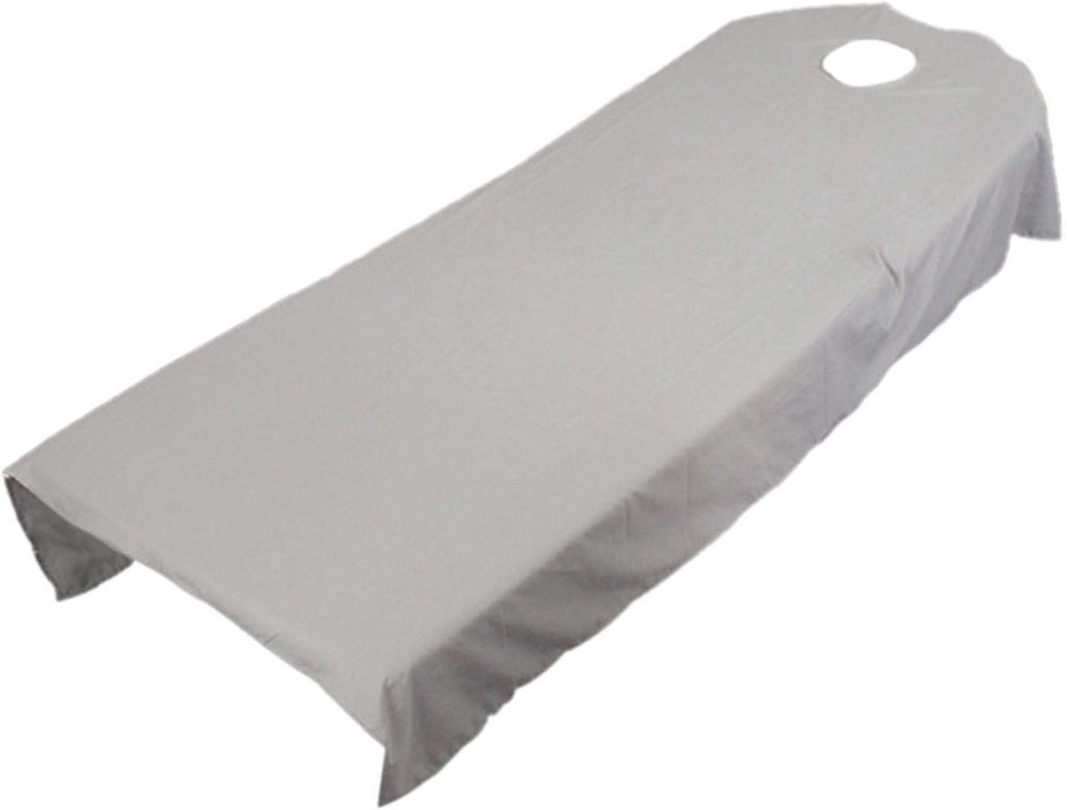 Herbruikbare Cosmetische Salonlakens - Oliebestendige SPA Massage Behandeling Tafelbed Cover van Zacht Katoen met Gezichtsopening (Grijs, Afmeting: 80x190cm)