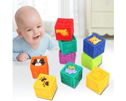 Bouwblokken voor Kinderen - Baby Speelgoed Blokken - Ontwikkeling en Plezier - Zacht en Geluid Makend - 9 Stuks