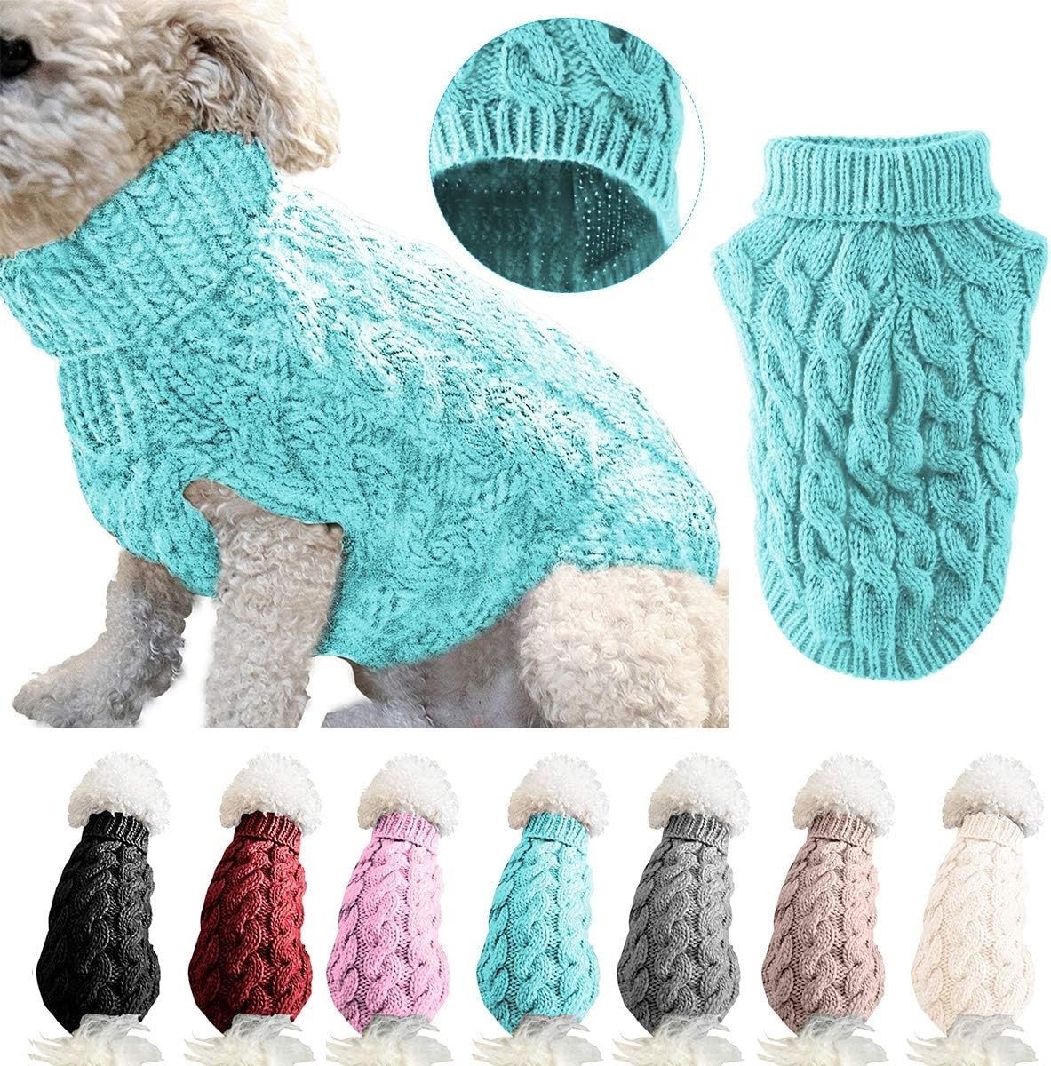Stijlvolle Turtleneck Trui voor Honden en Katten - Warme Gebreide Pullover voor Kleine en Middelgrote Huisdieren in Blauw