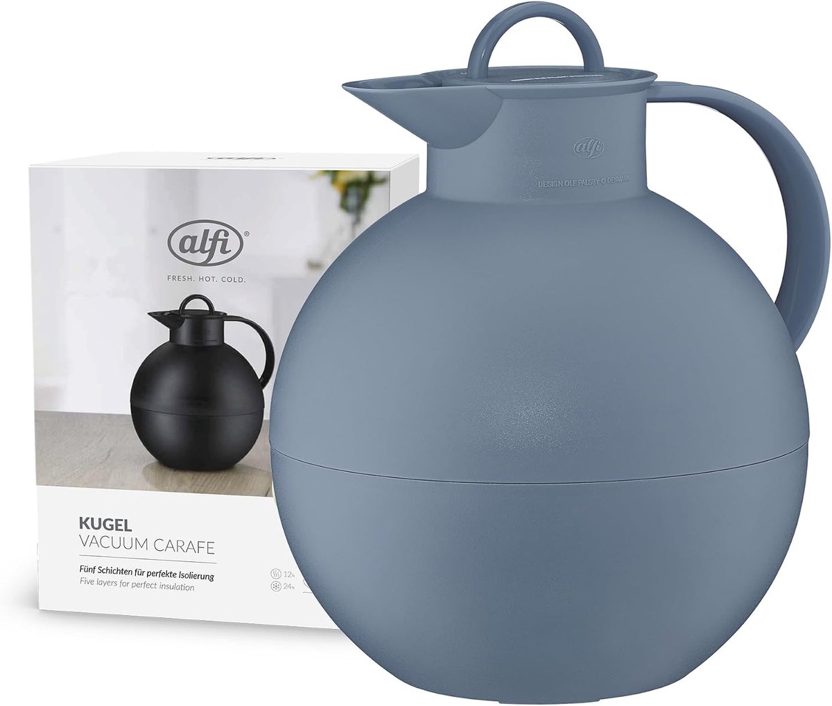 Thermoskan met pomp - Vintage Indigo - 940 ml - Met vacuüm hardglazen inzet - Voor koffie en thee