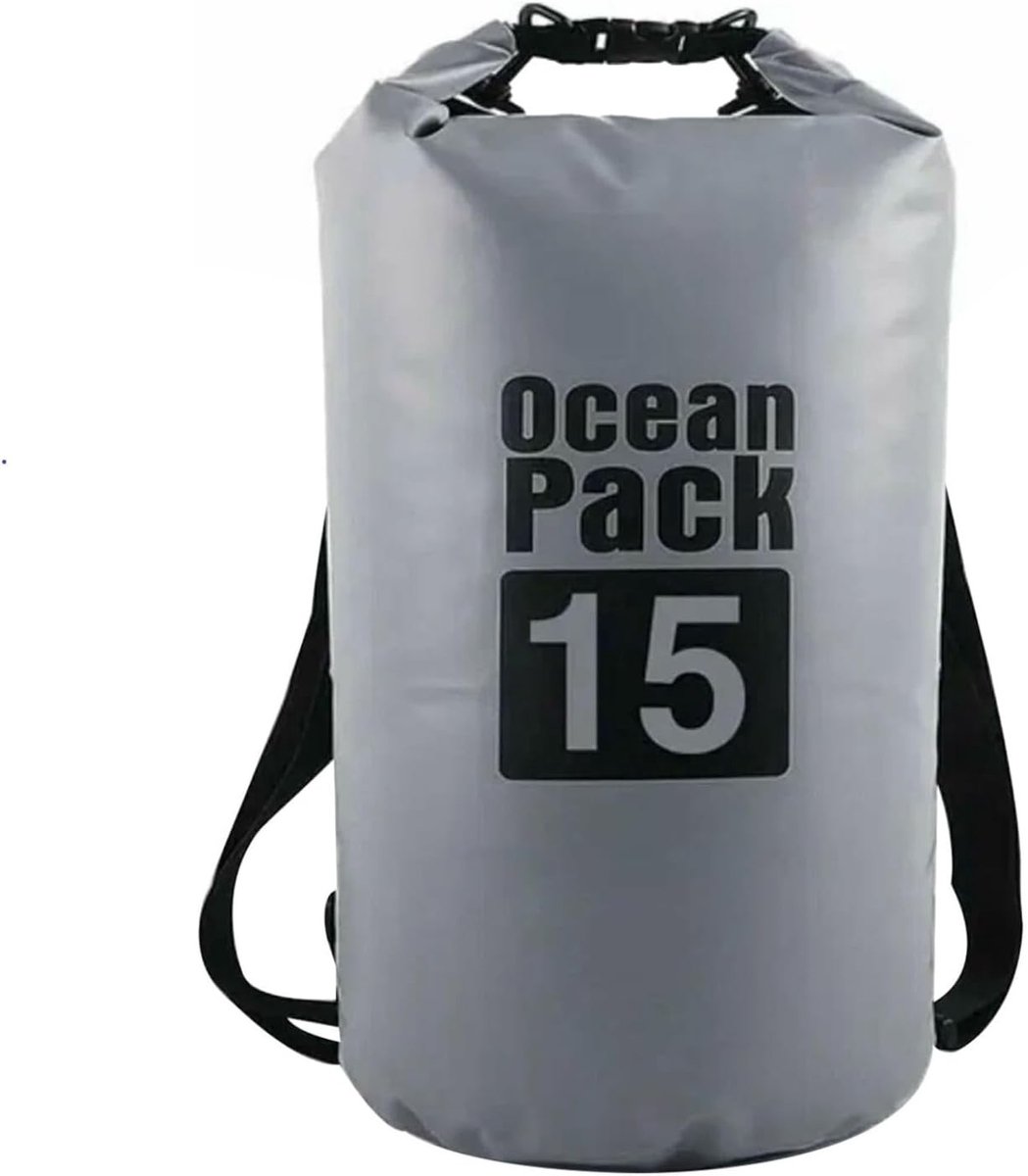 15L Grijze Waterdichte Drybag - Ideaal voor Zwemmen, Raften, Kajakken en Kamperen - Beschermt Telefoon en Kaarten
