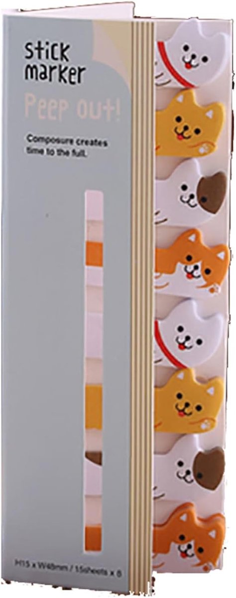 120 Stuks Schattige Zelfklevende Index Tabs - Mini Cartoon Dieren Pagina Markers voor Herinneringen en Notities