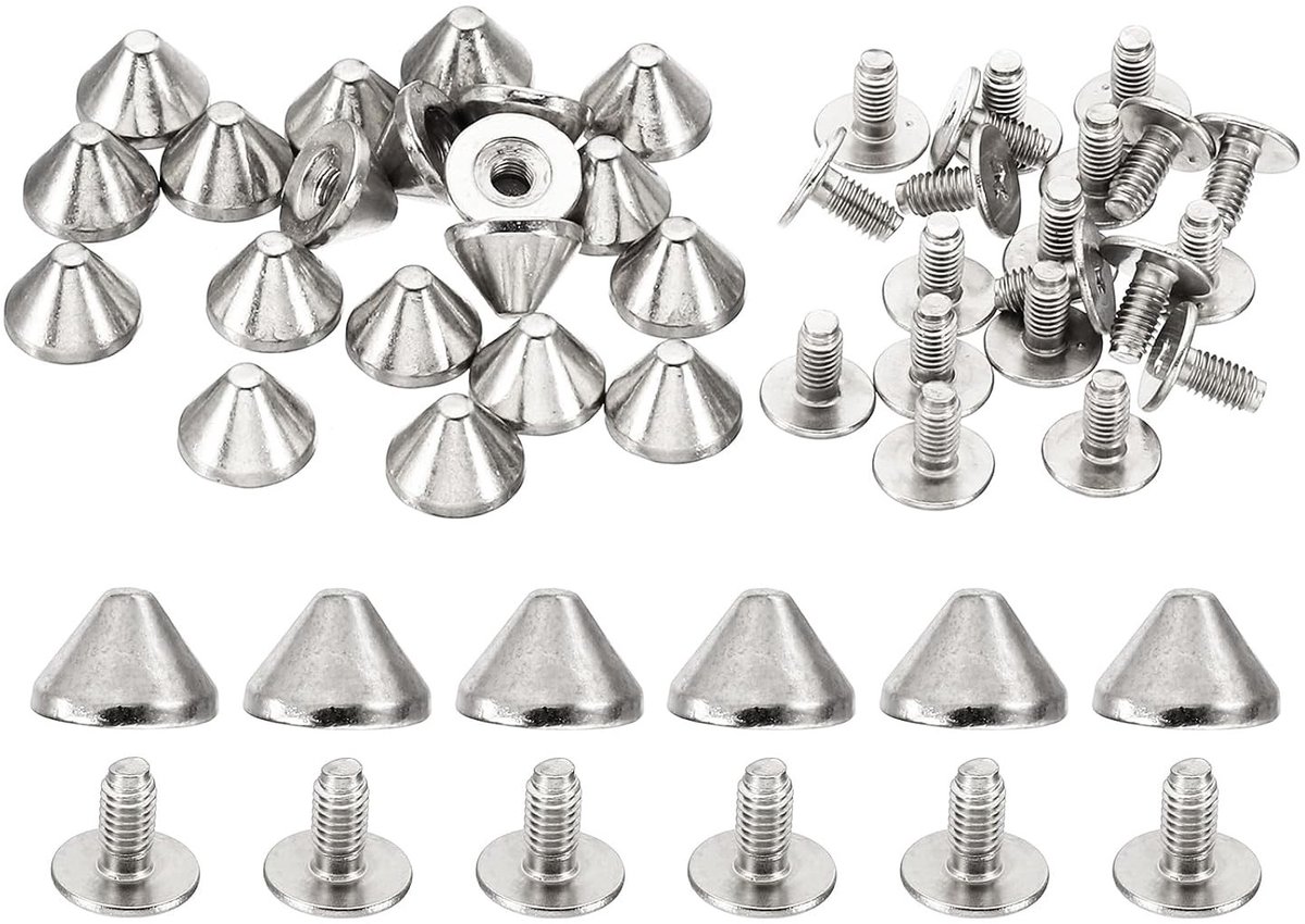 9mm nagels voor kleding, 20 sets met nagels en tips, leren klinknagels, metalen schroefnagels voor kleding, lederwaren en stoffen schoenen, 6x9mm