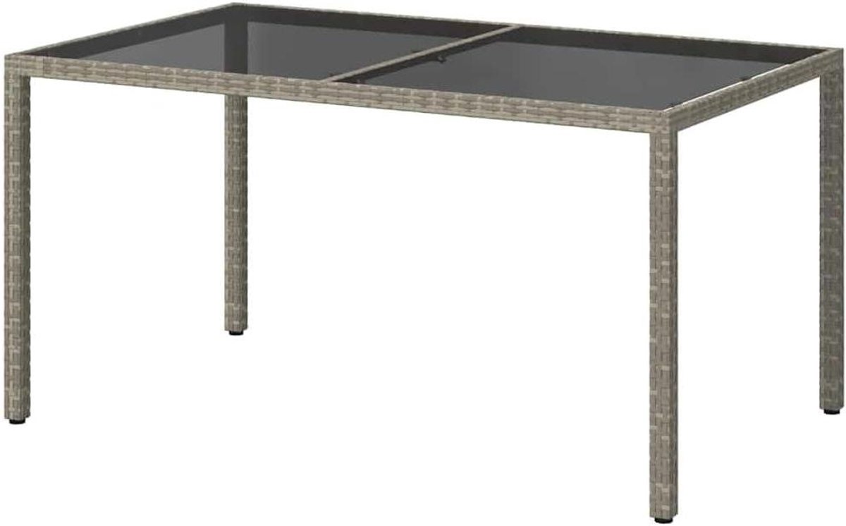 Tuintafel - Buitentafel - Gezellig buiten eten - Gehard glas blad - 150x90x75 cm - Grijs