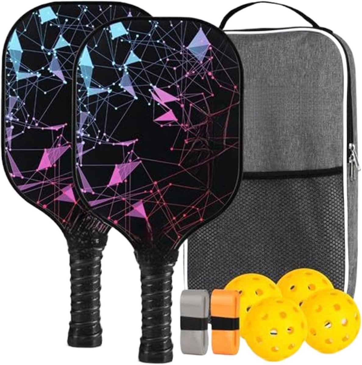 Sport Paddle Set - Glasvezel Rackets - Buiten Spelen - Schokabsorberende Technologie - 44.6 cm Lengte - Grijs