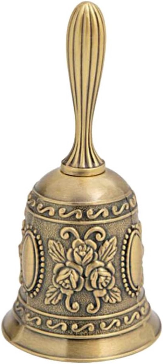 Metalen Ambachtelijke Bel - Handbel Vintage - Dienst Signalen - Ergonomisch Handvat - M - Goud