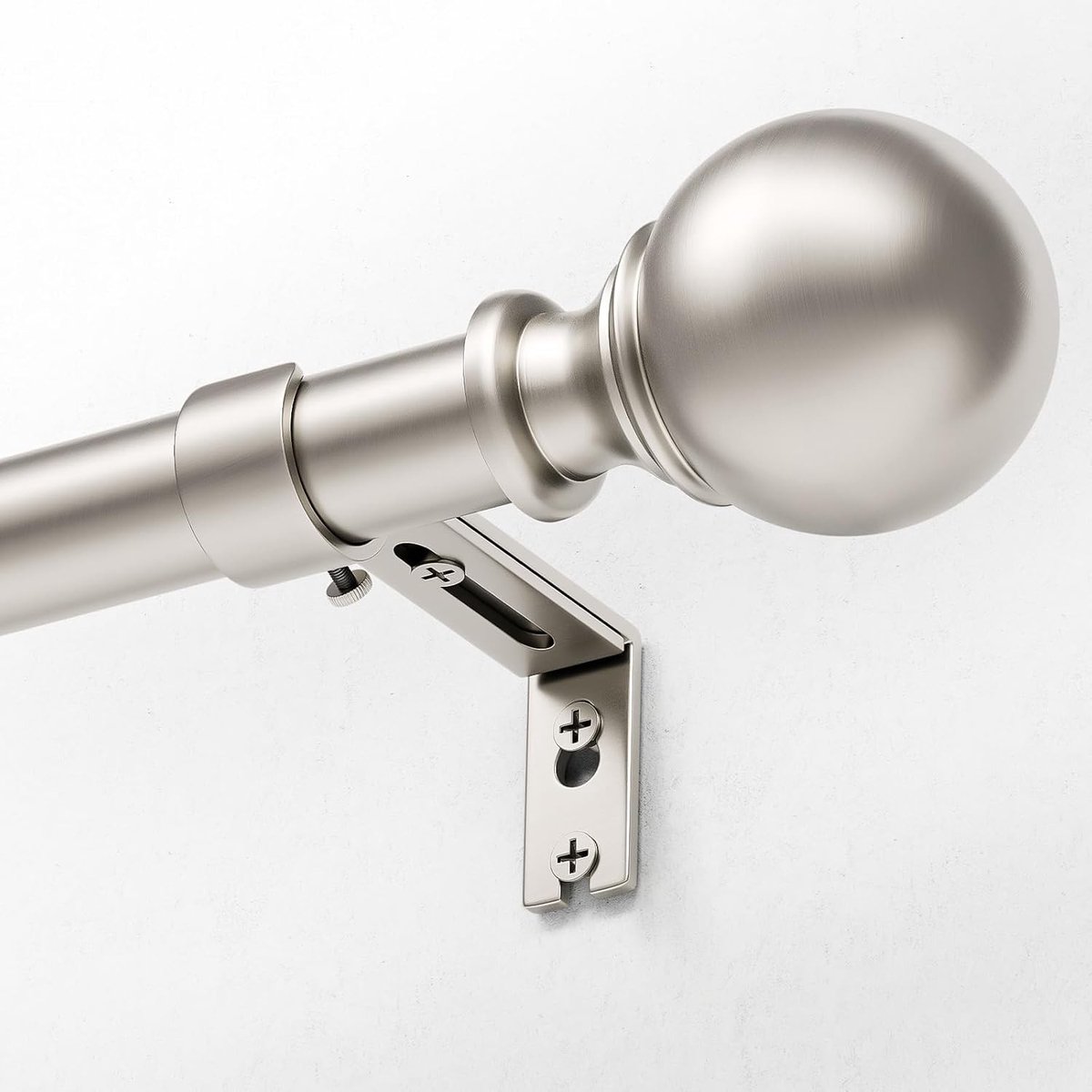 Gordijnroede - Geborsteld Nikkel - 80-367 cm - Uittrekbare Metalen Gordijnroede met Houders - Voor Binnen en Buiten