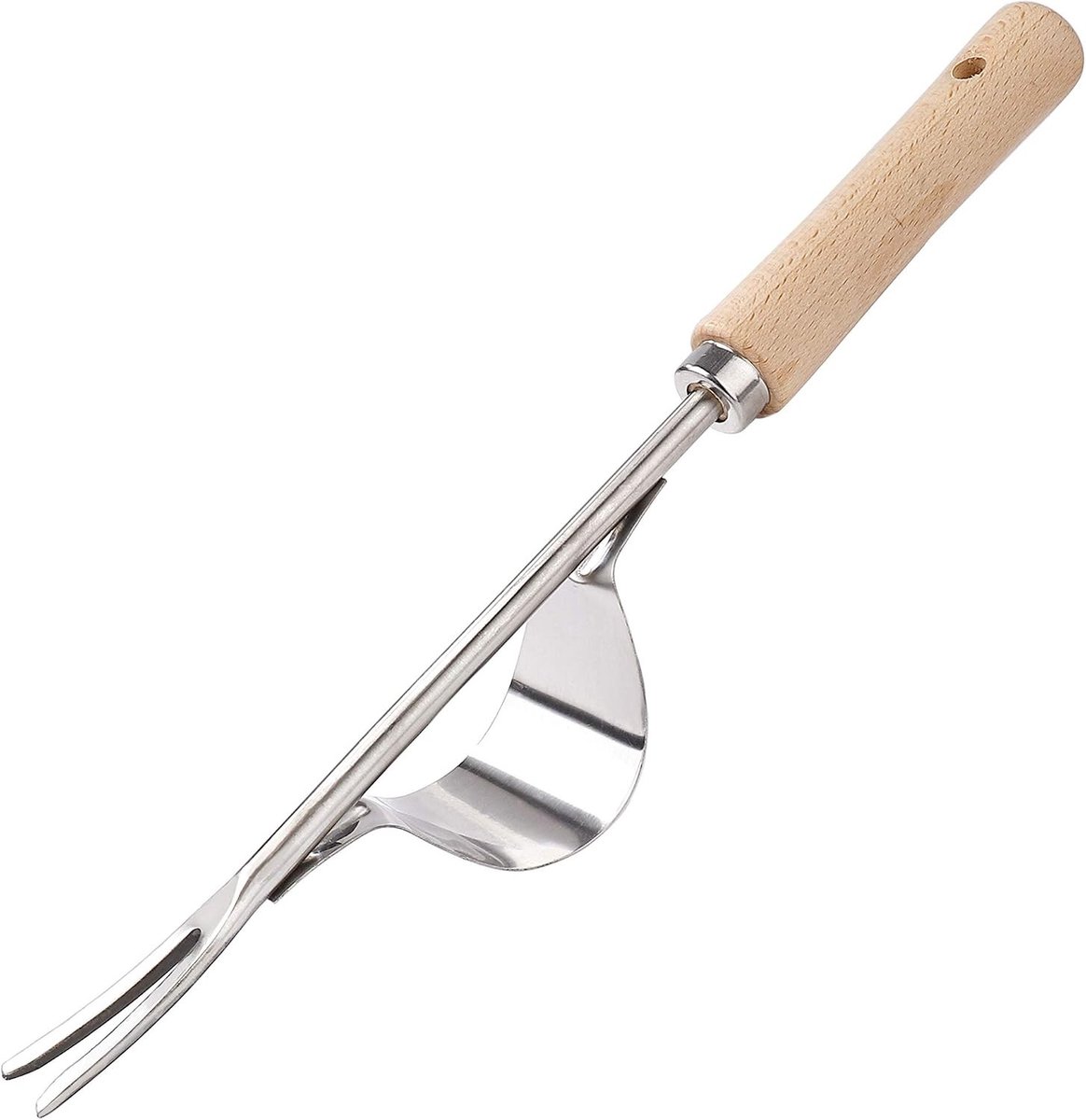 Onkruidsteker - Roestvrij Staal - 32 cm - Houten Handvat - Voor Tuinieren