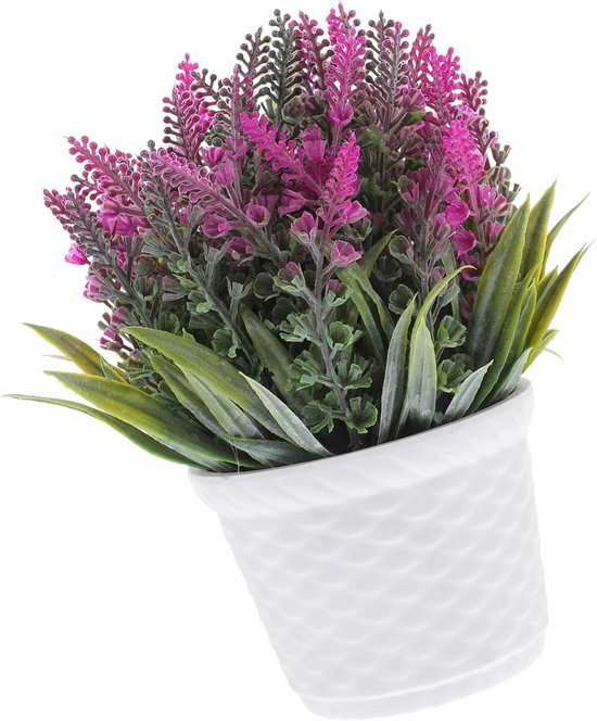Kunstlavendel in Pot - Nep Lavendel Plant - Woonkamer Decoratie - Levensechte Bonsai Stijl - 15x17x15 cm - Paars