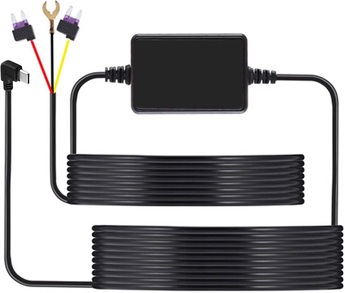 Dashcam voor auto - Zwart - 3 meter - Hardwire Kit met Type-C Aansluiting en Laagspanningsbeveiliging - Voor Voertuigen 12-24V