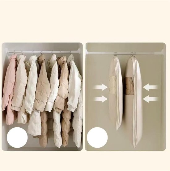 Kleding Opbergzakken - Reis Tassen - Kleding Opbergen - Zelf Samendrukkend - 90 x 58 x 15 cm - Oatmeal — afbeelding 5