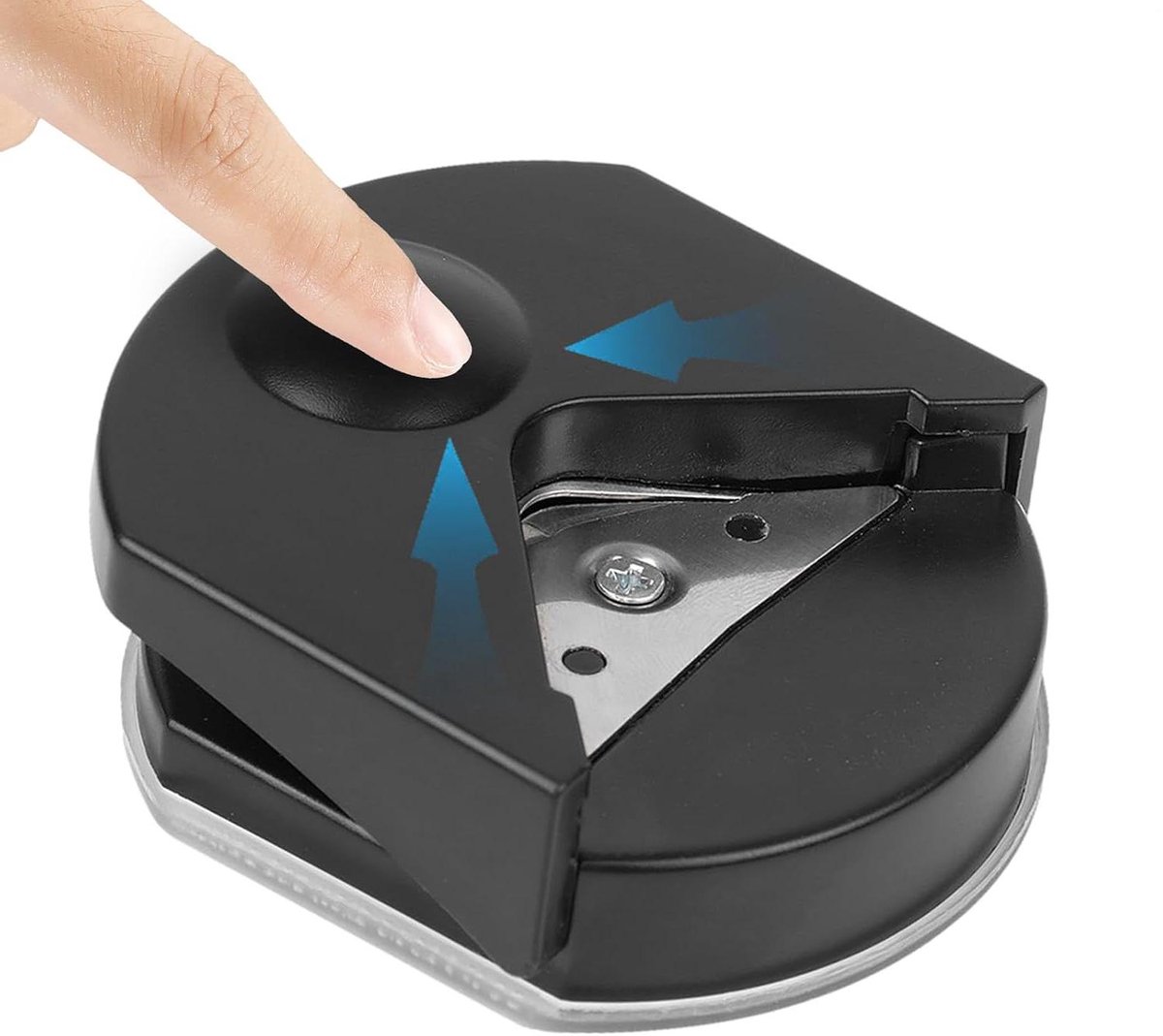 Hoeksnijder - Papierpons - Kaarten Maken - Ingebouwde Opvangbak - 4 mm Radius - Zwart