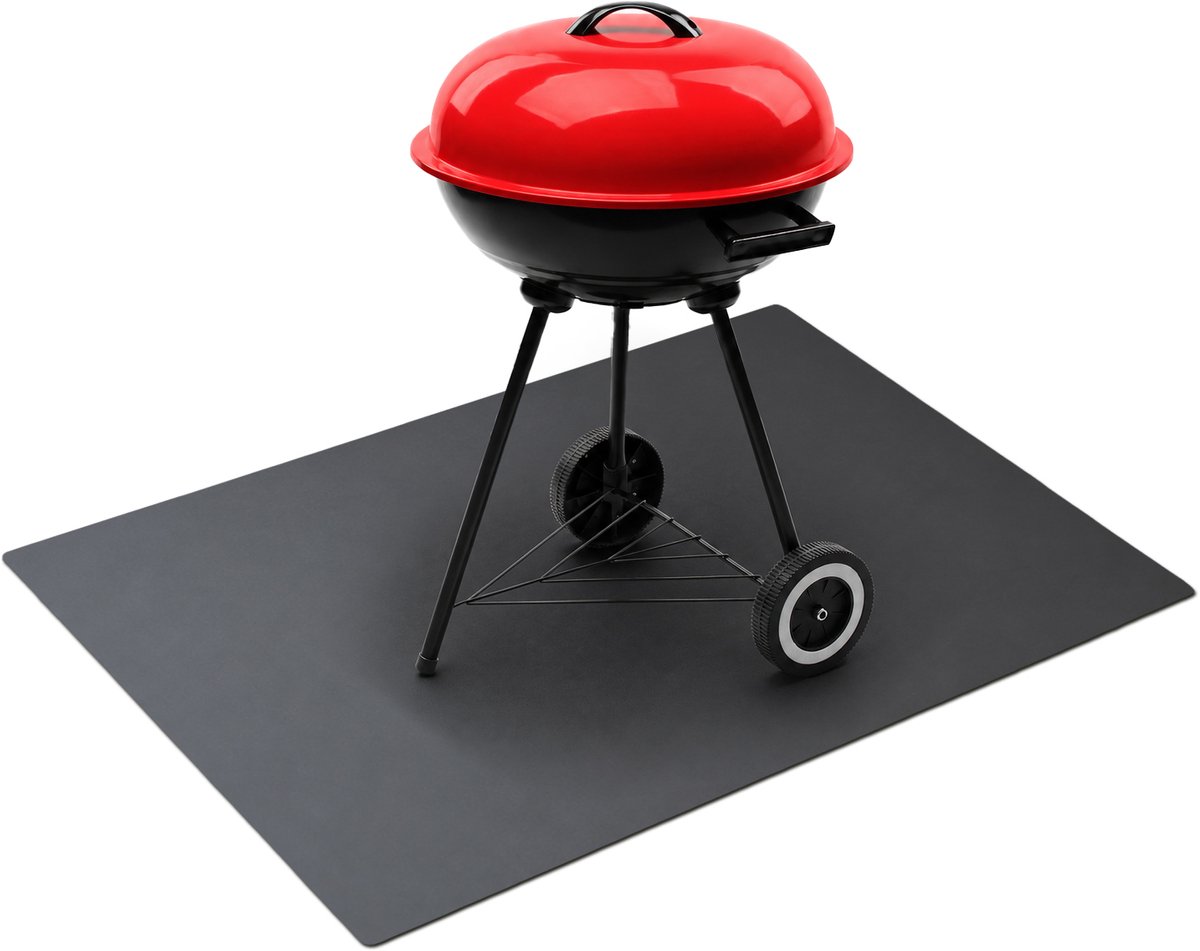 ArtPrintCave Mat Zwart Staal BBQ grondplaat - 100x70 cm - Rechthoek - Plaat onder de barbecue - Brandwerende barbecue mat - Beschermplaat voor onder de BBQ