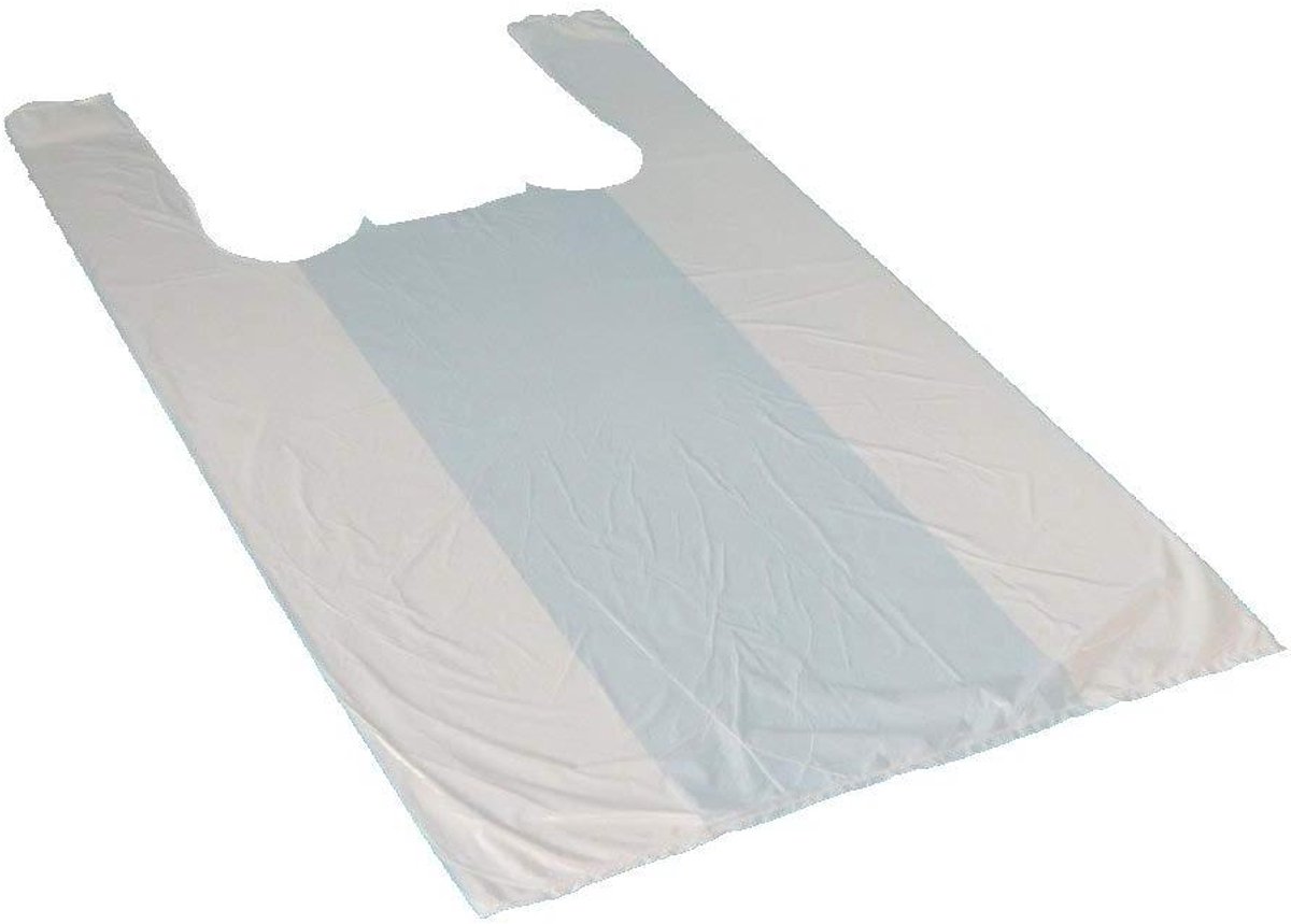 Draagtassen plastic zakken - Hemdjeszakken shoppers - Winkelen en vervoer - Voordelige HDPE kwaliteit - 30x52cm 2000 stuks - Wit