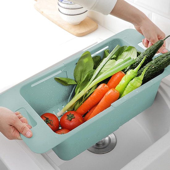 Gootsteen Vergiet - Afgietmand Keuken - Groente Wassen - Verstelbare Lengte - 40-52 cm - Groen — afbeelding 4