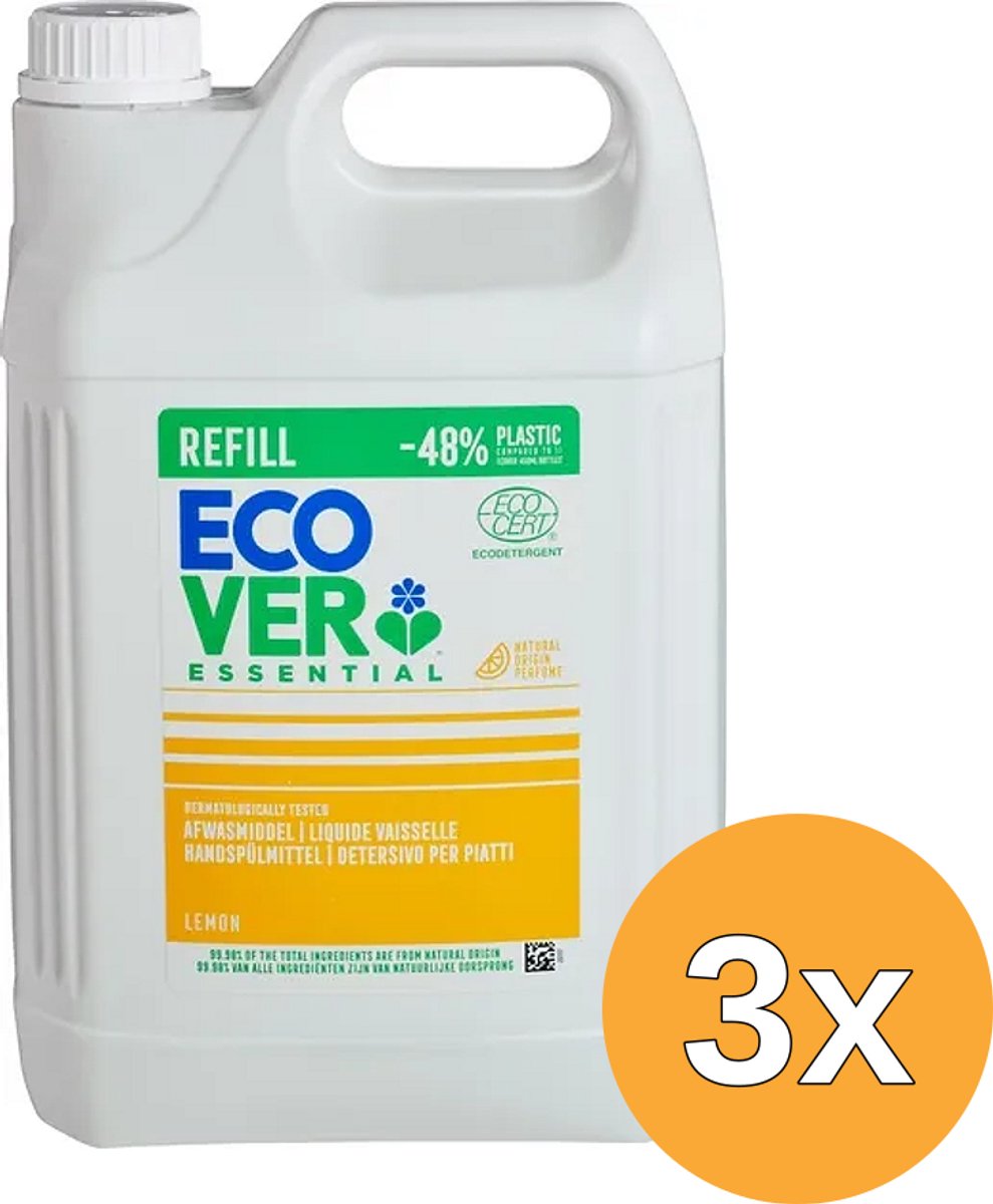 3x Ecover Afwasmiddel Essential Citroen (5000 ml)