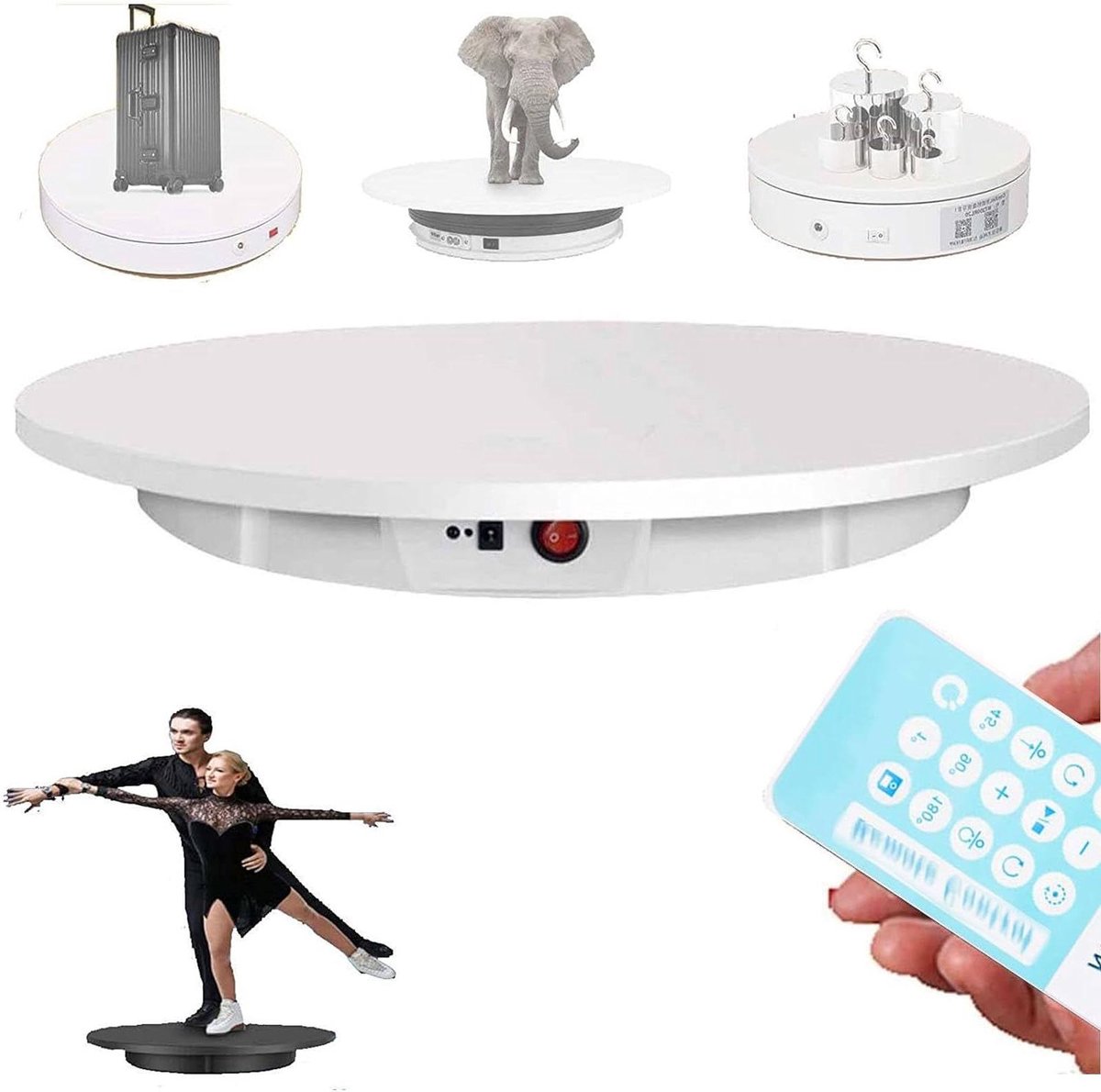 Draaibare Display Tafel - Draaiplateau Elektrisch - Product Presentatie - Stille Rotatie - 52 cm Diameter - Wit