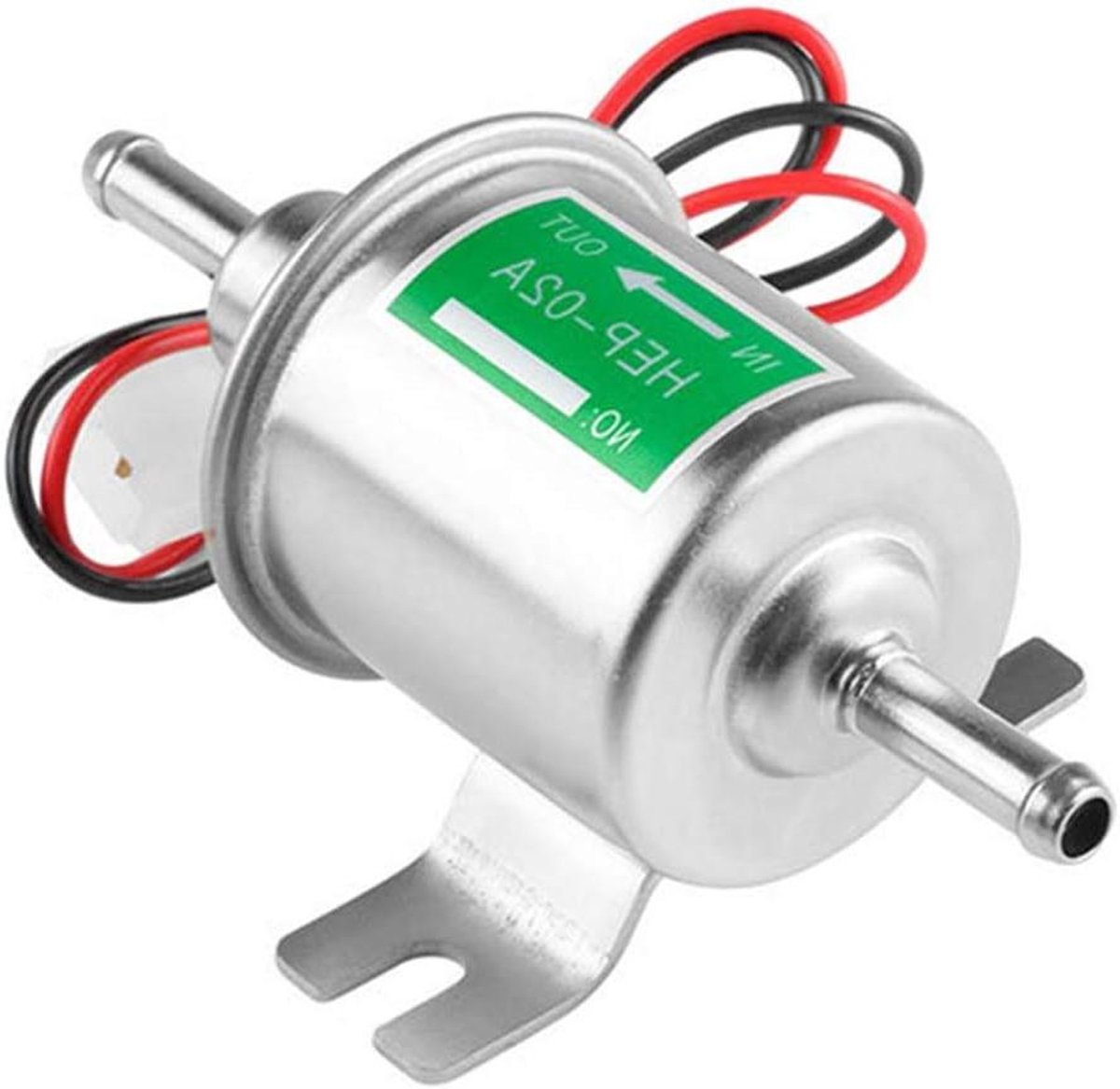 Brandstofpomp 12V - Elektrische Pomp Benzine Diesel - Brandstoftoevoer Motor - Zuiger Type - 8 mm Connector - Zilver