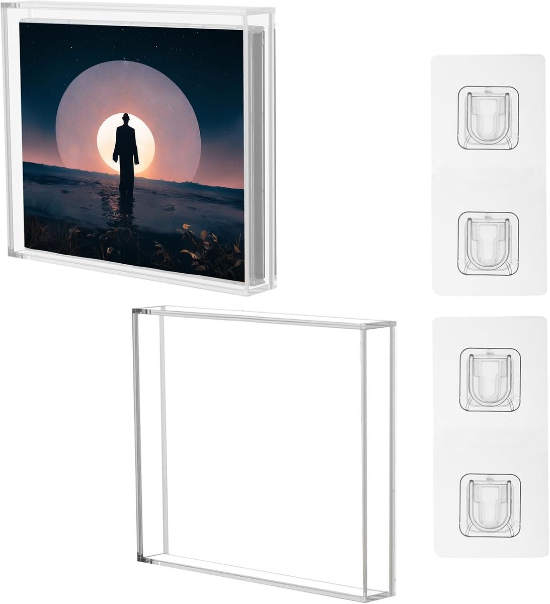 2 Stuks Transparante Wandmontage CD Display Frames voor Standaard CD Hoezen - Beschermende Cases 13 x 14,5 x 1,5 cm, Perfecte CD Opbergoplossing en Decoratie