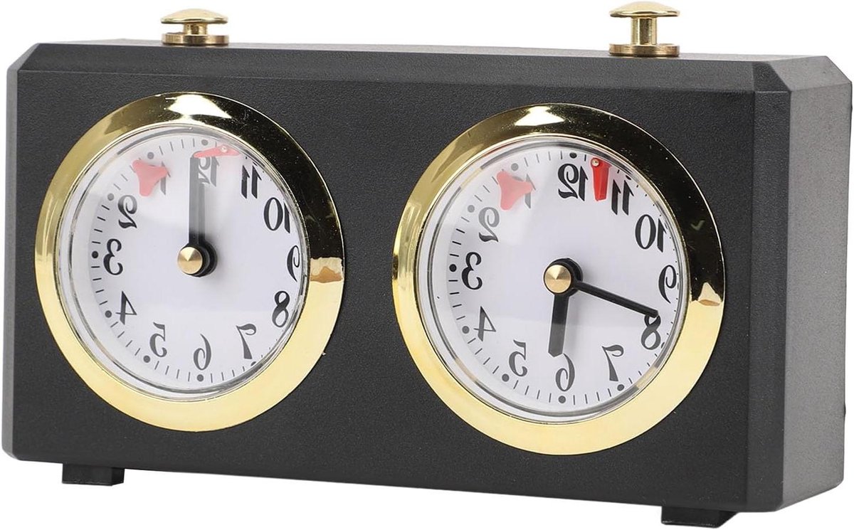 Mechanische Schaakklok - Analoge Timer Opwindbare Klok - Schaakwedstrijden Spelen - Geen Batterijen Nodig - 12x7 cm - Zwart