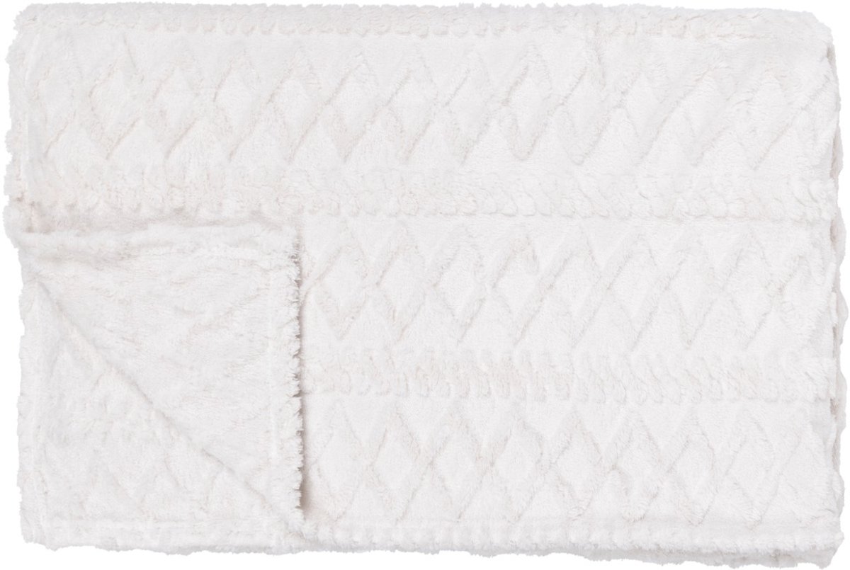 Linolux Fleece Plaid Cable Woolwhite 150x200