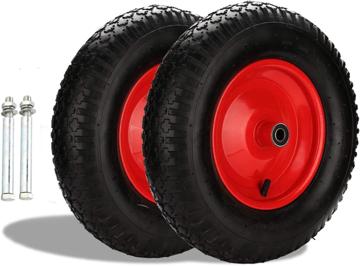 Kruiwagenwiel met luchtband - Reservewiel steekwagenwiel - Materiaaltransport - Met meegeleverde as - Ø 390 mm - Zwart