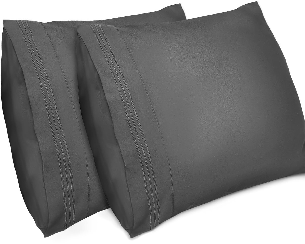 Set van 2 Kussenhoezen 50 x 50 cm van zachte microvezel, donkergrijs