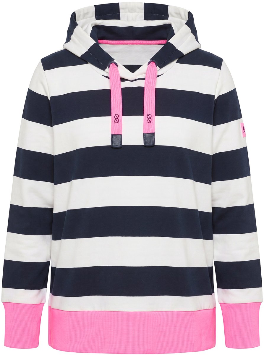 Laurasøn - Dames - Gestreept sweatshirt met kleuraccenten - Neon roze - Maat 48+