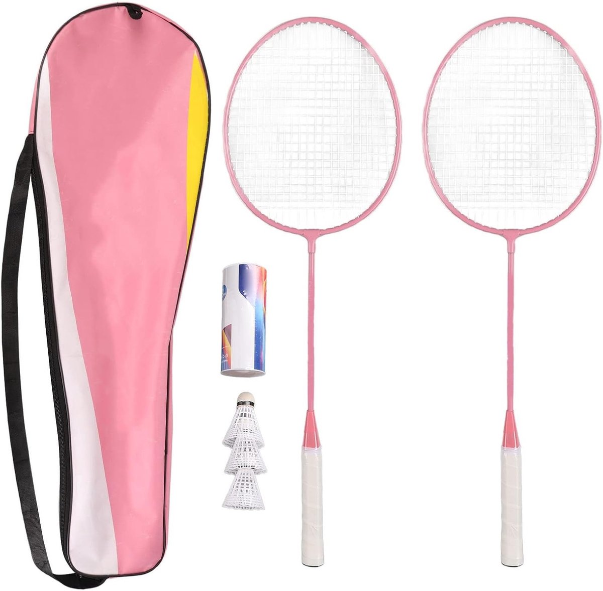 Badminton Racket Set met Opbergmand - Lichtgewicht Split Iron Alloy Rackets, Inclusief Opbergtas en Ideaal voor Beginners en Gevorderden