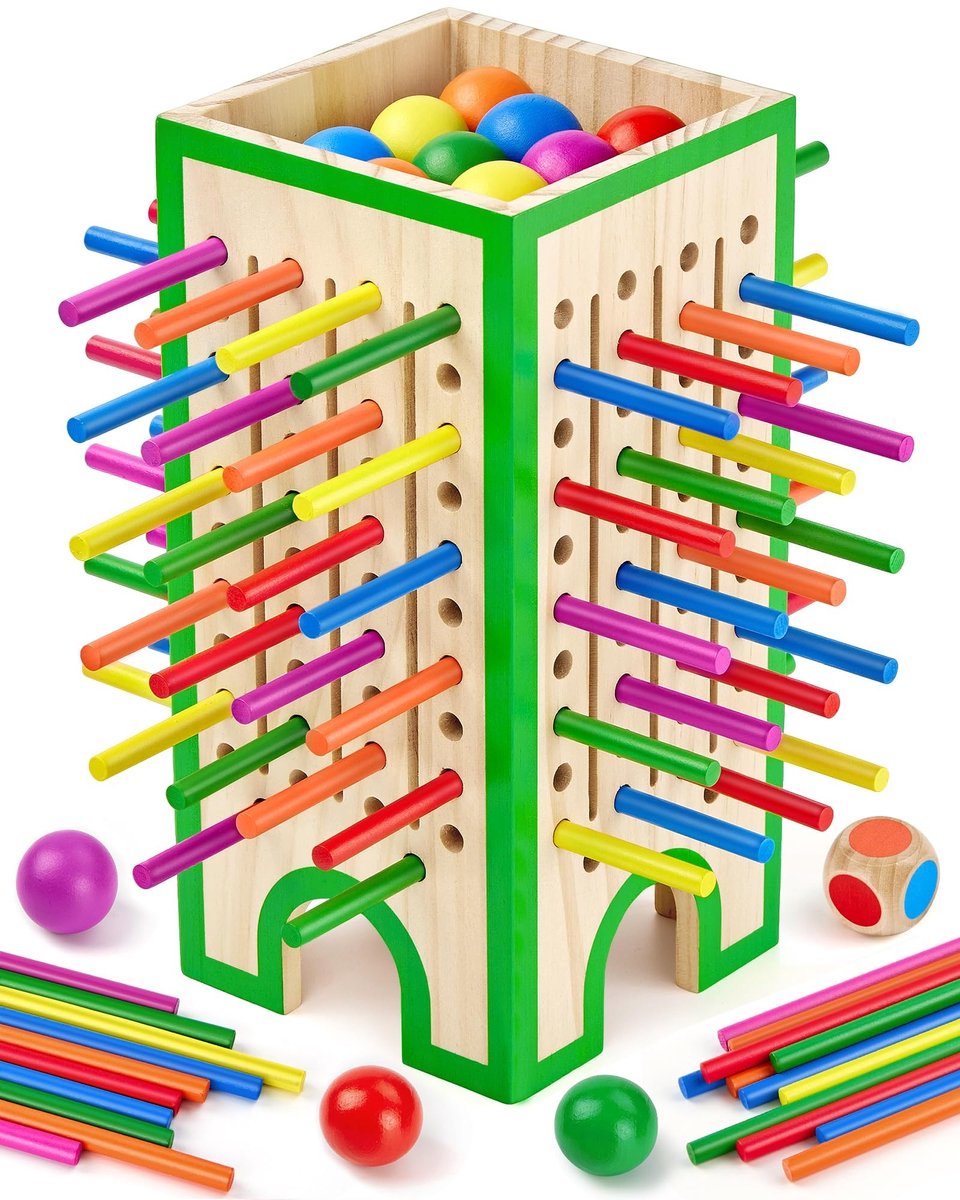 Omgoods - Educatief Montessori Bordspel met Houten Sticks en Ballen