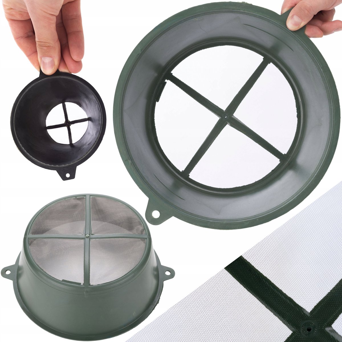Rosfix Zeef Set Spuitzeef - Zwart Nikkel Gecoat - 300x230x110/150x85x65/80x50x60 Mm