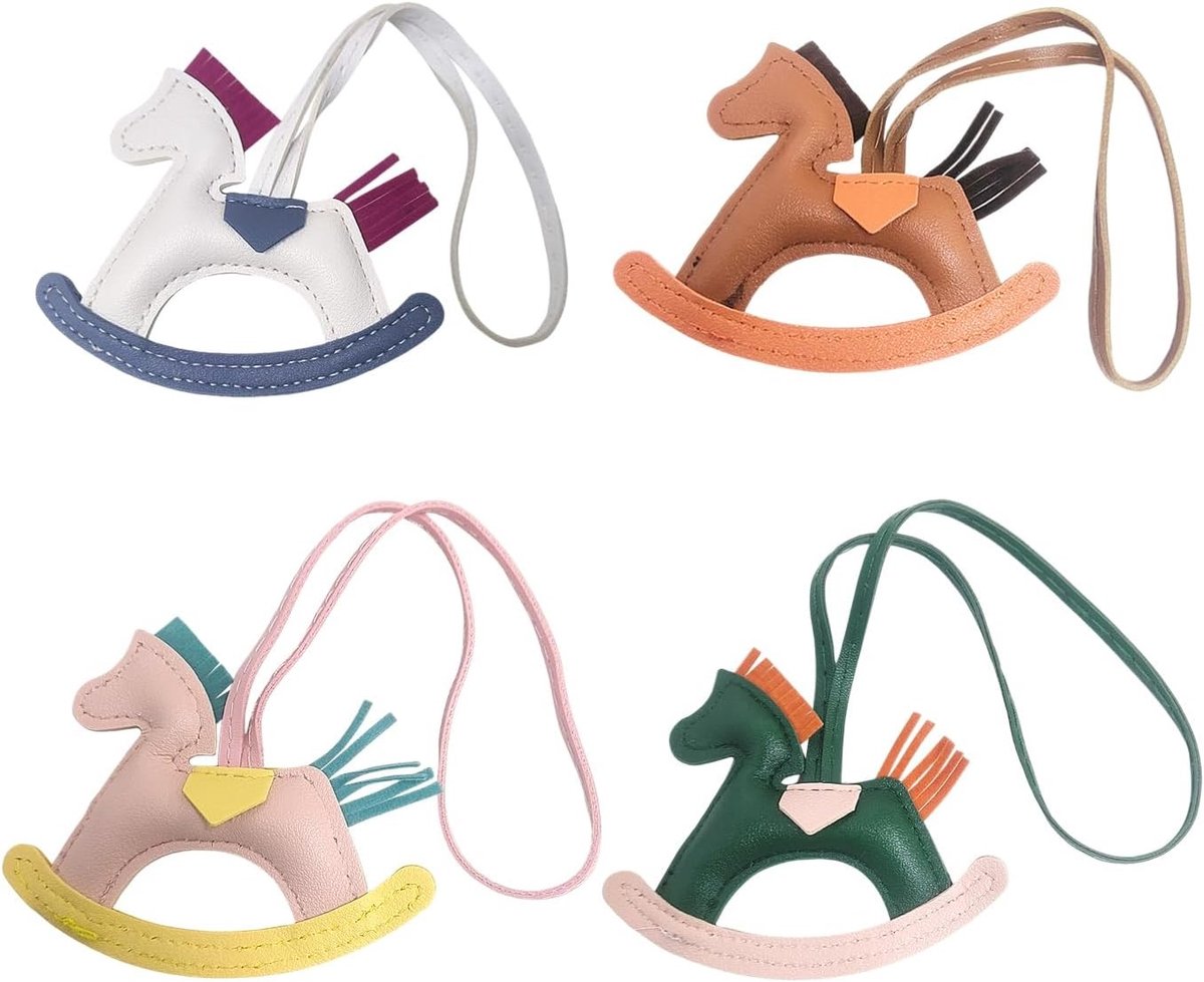Creatieve en Schattige Cartoon Paard Hangers - PU Leer Pendants voor Verpakking Decoraties, Groen, One Size, Modern Design