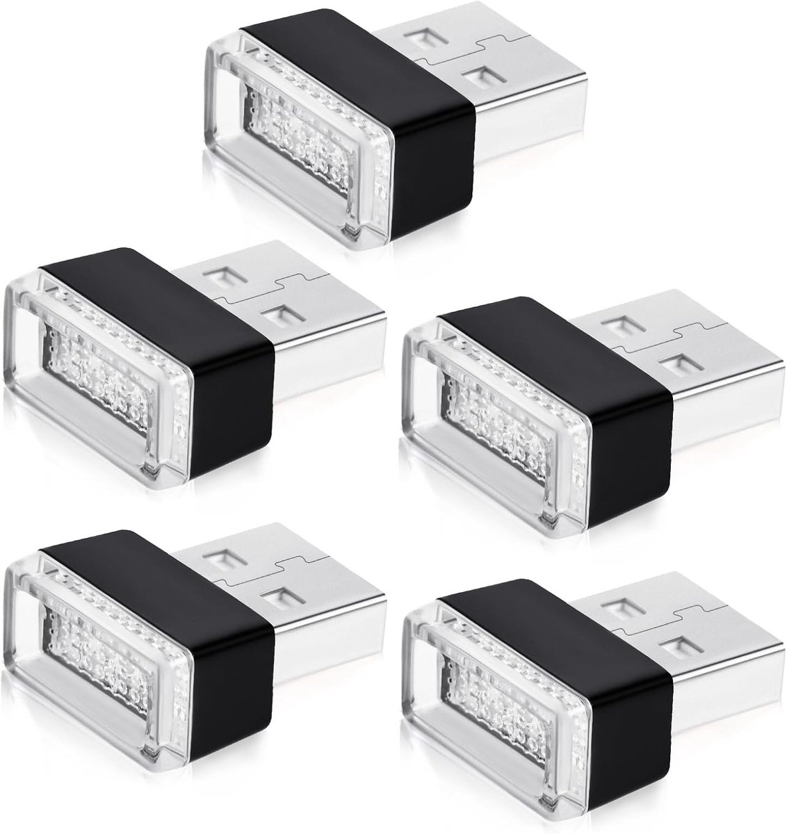 Auto assecoires - Witte USB Auto Sfeerverlichting - 5-delige LED Binnenverlichting - ABS Kunststof - Voor Autodecoratie