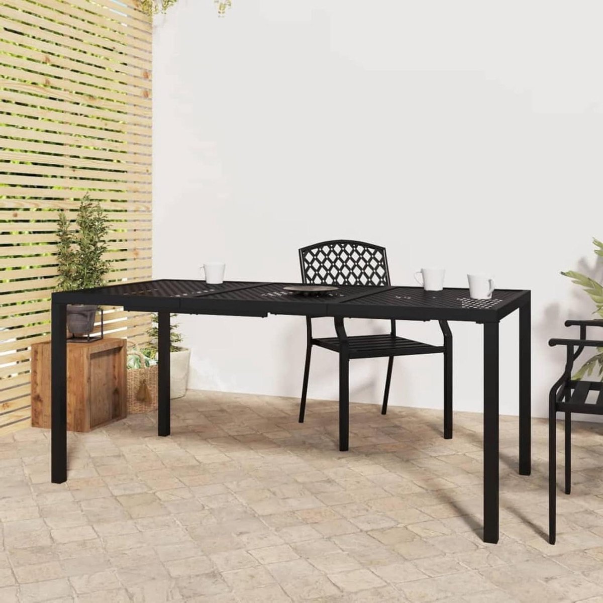 Tuin Tafel - Buiten Tafel - Buiten Eten - Stabiel Stalen Frame - 165 x 80 cm - Antraciet