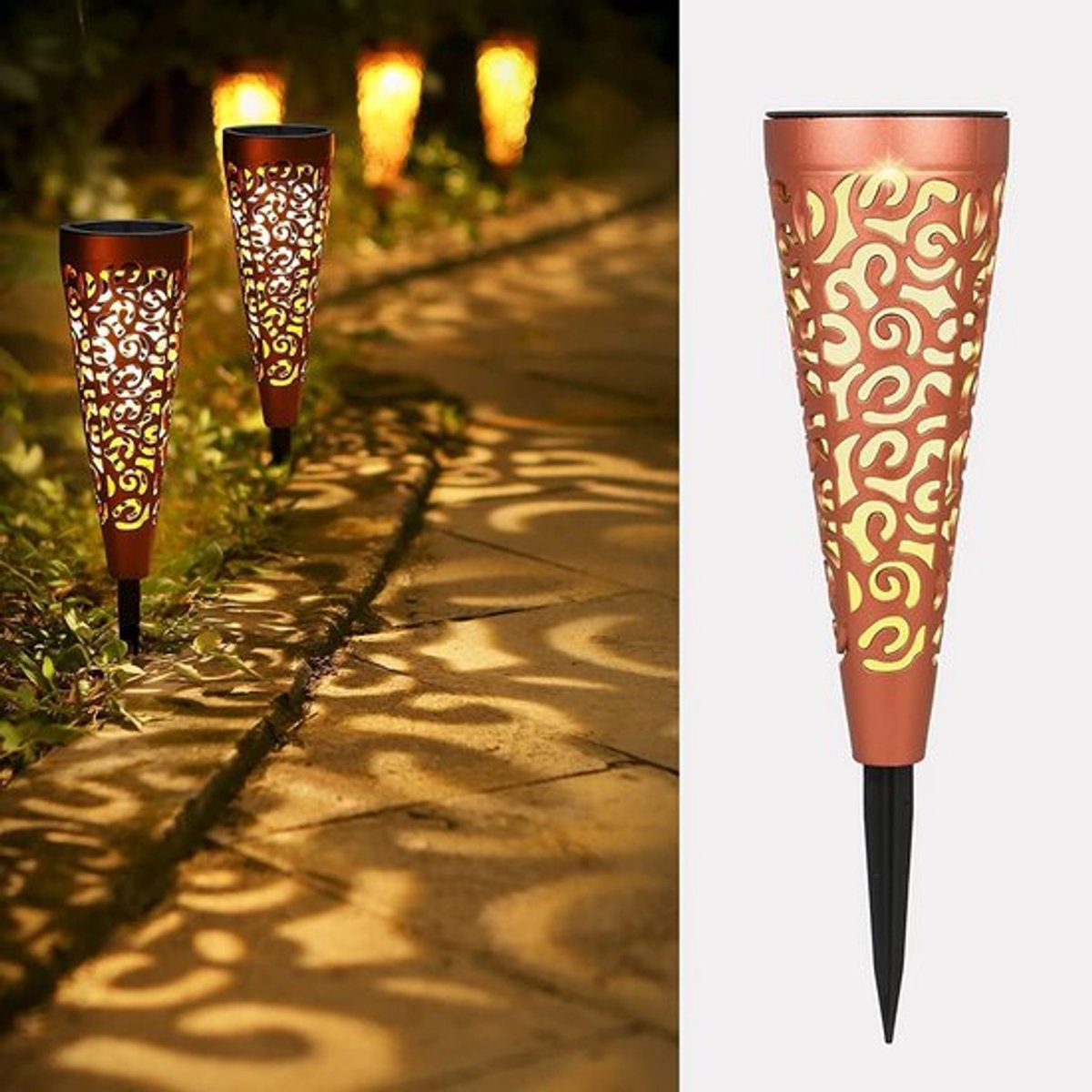 SnelShoppen - 6 Stuks Buiten Solar Lampen IP65 Waterdichte Tuinverlichting Padverlichting Balkon Patio Tuindecoratie