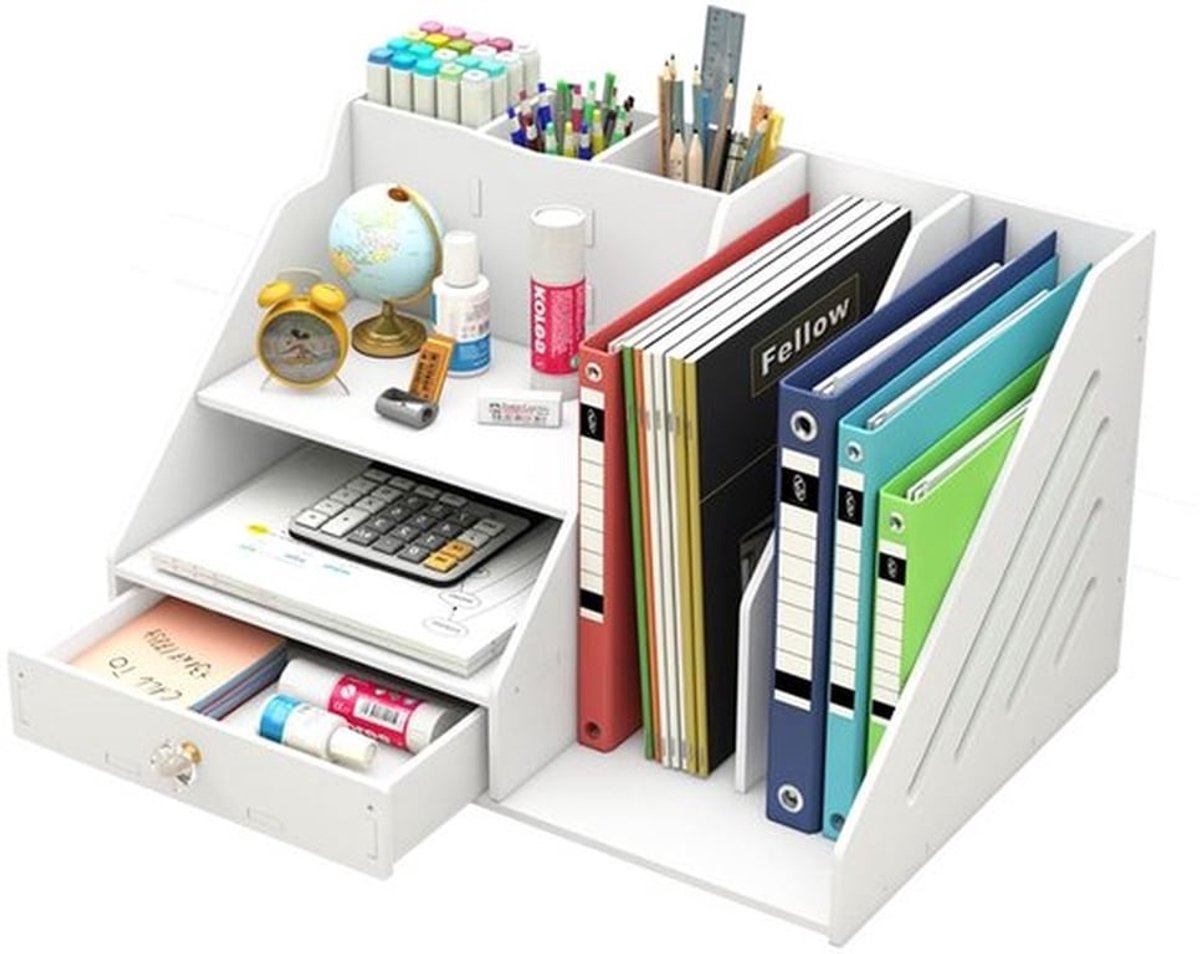 Bureau-organizer met 3 Pennenhouders - 2 Documenthouders - Geschikt voor A4-Documenten - Kantooraccessoires - Elegant Ontwerp - Bureauaccessoires