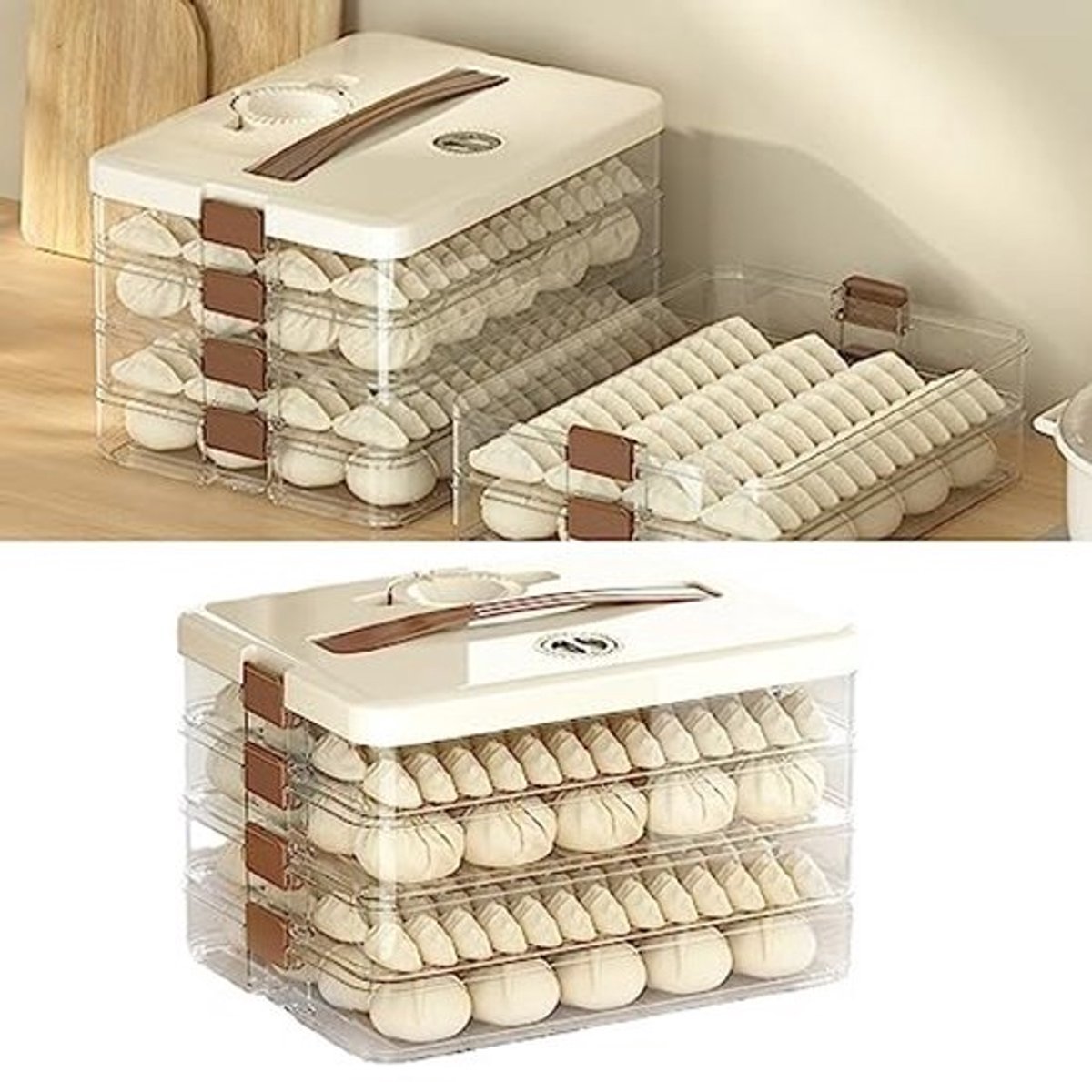 Deegopbergdoos Hoge Capaciteit - Voedselcontainer - 4 Lagen - Transparant - Draagbaar - Houdt Voedsel Vers