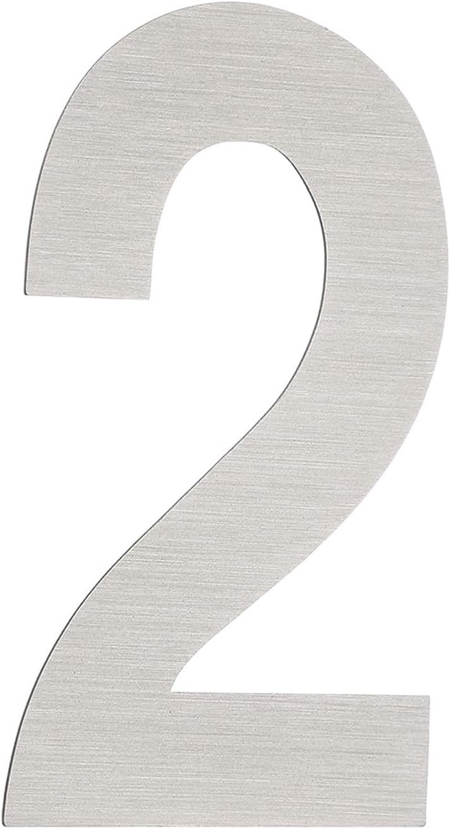 Moderne RVS Huisnummers 2 - Zelfklevende Adresnummers voor Buitengebruik, Mailbox en Deur - 5x3.8cm, Weerbestendig en Duurzaam