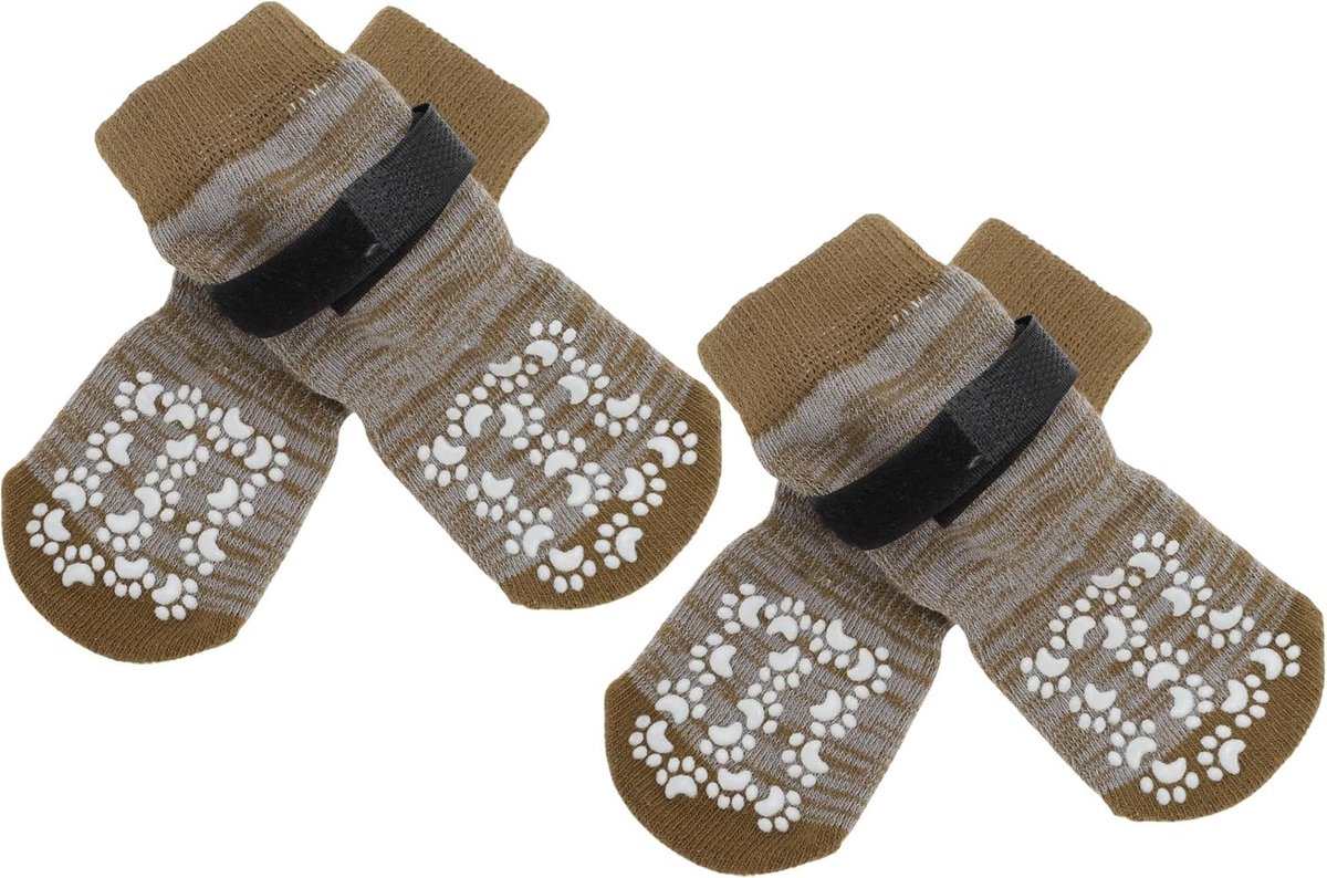 Antislip hondensokken met verstelbare plakbanden - Pootbescherming voor houten vloeren, 4 stuks, medium, duurzaam en comfortabel