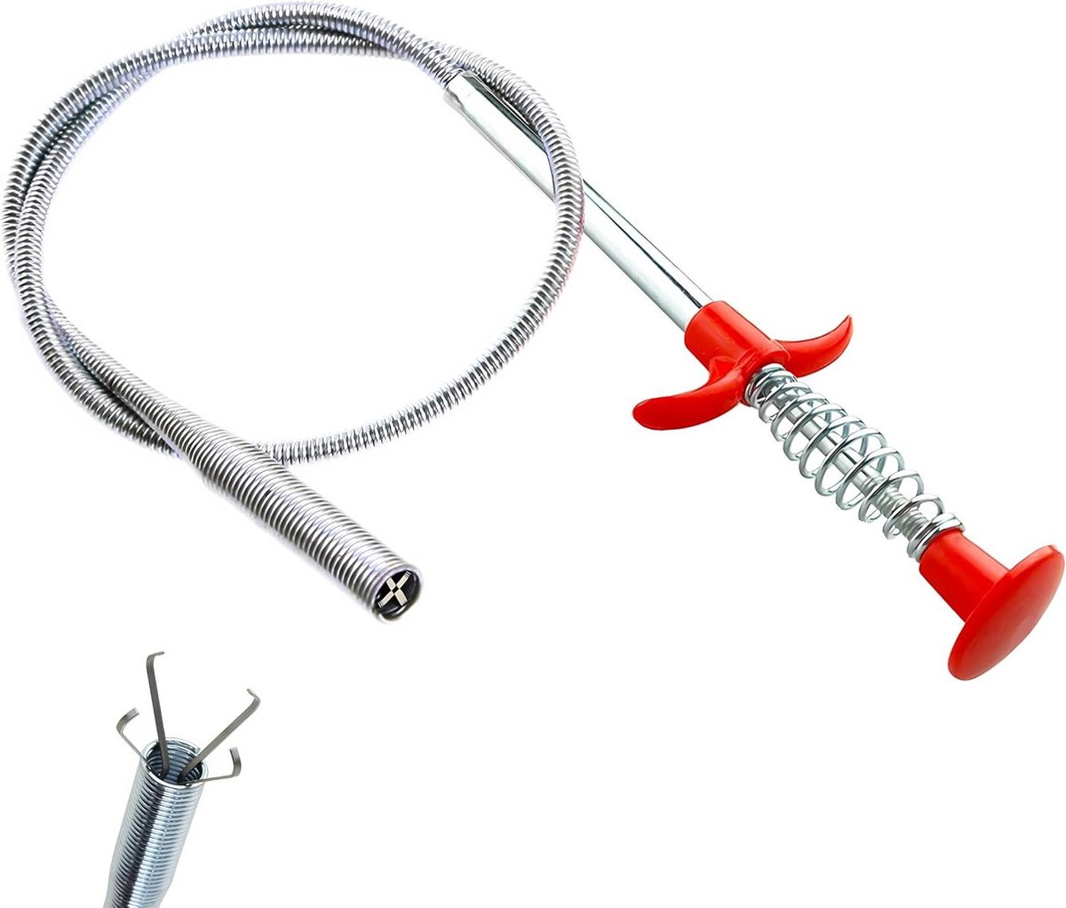 Afvoerslang Grijper - Ontstoppingsveer Verwijderaar - Afvoer Reinigen - Extreem Slank Ontwerp - 76.20 cm - Zilver