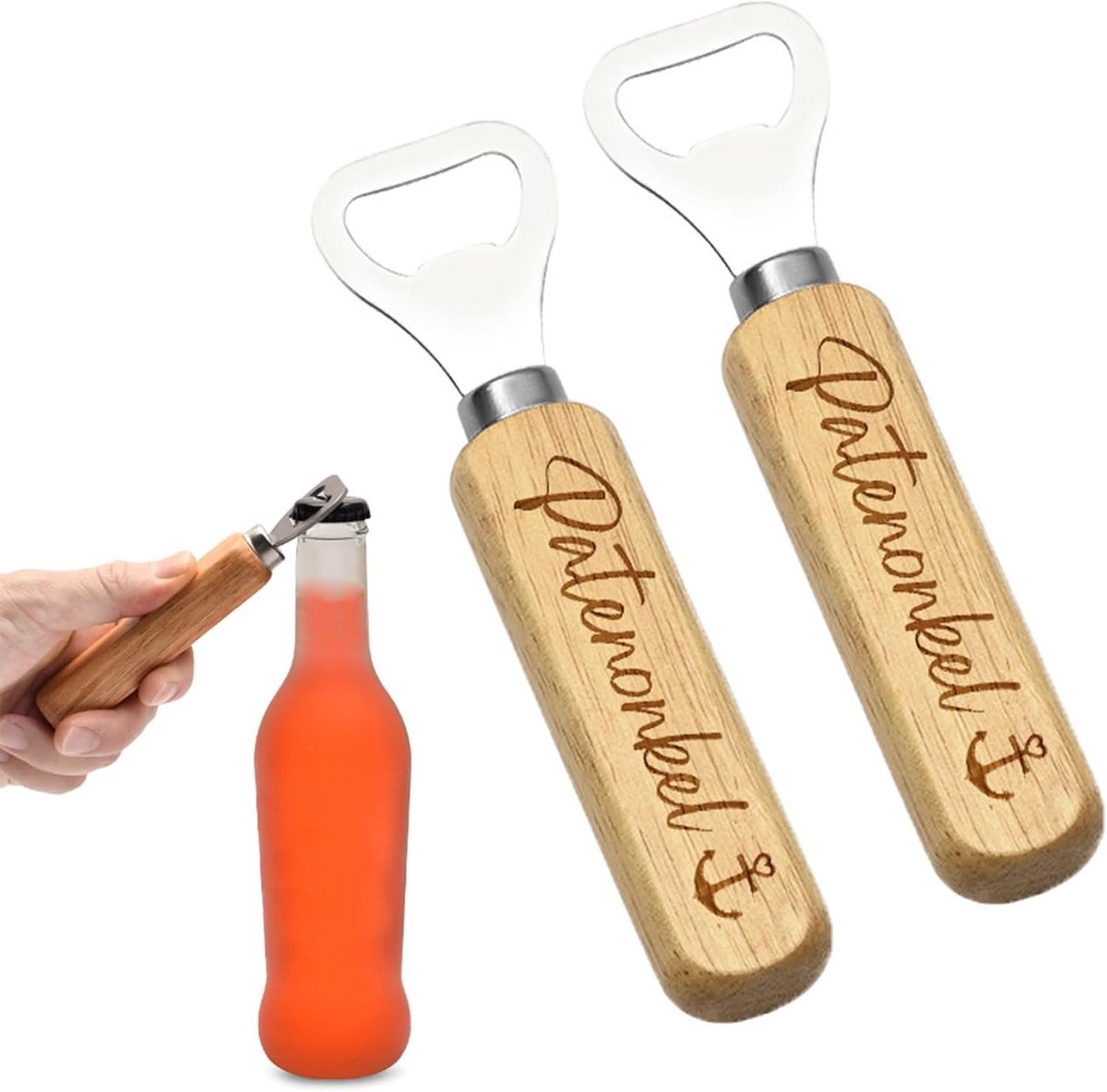 Houten Flesopener voor Bier en Wijn - Uniek Cadeau voor Mannen bij Verjaardag of Doop