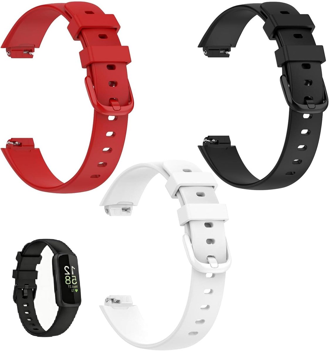 Sport Armbanden - Vervangende Bandjes - Dagelijks Gebruik - Verwisselbaar Ontwerp - 3 Stuks - Rood Zwart Wit