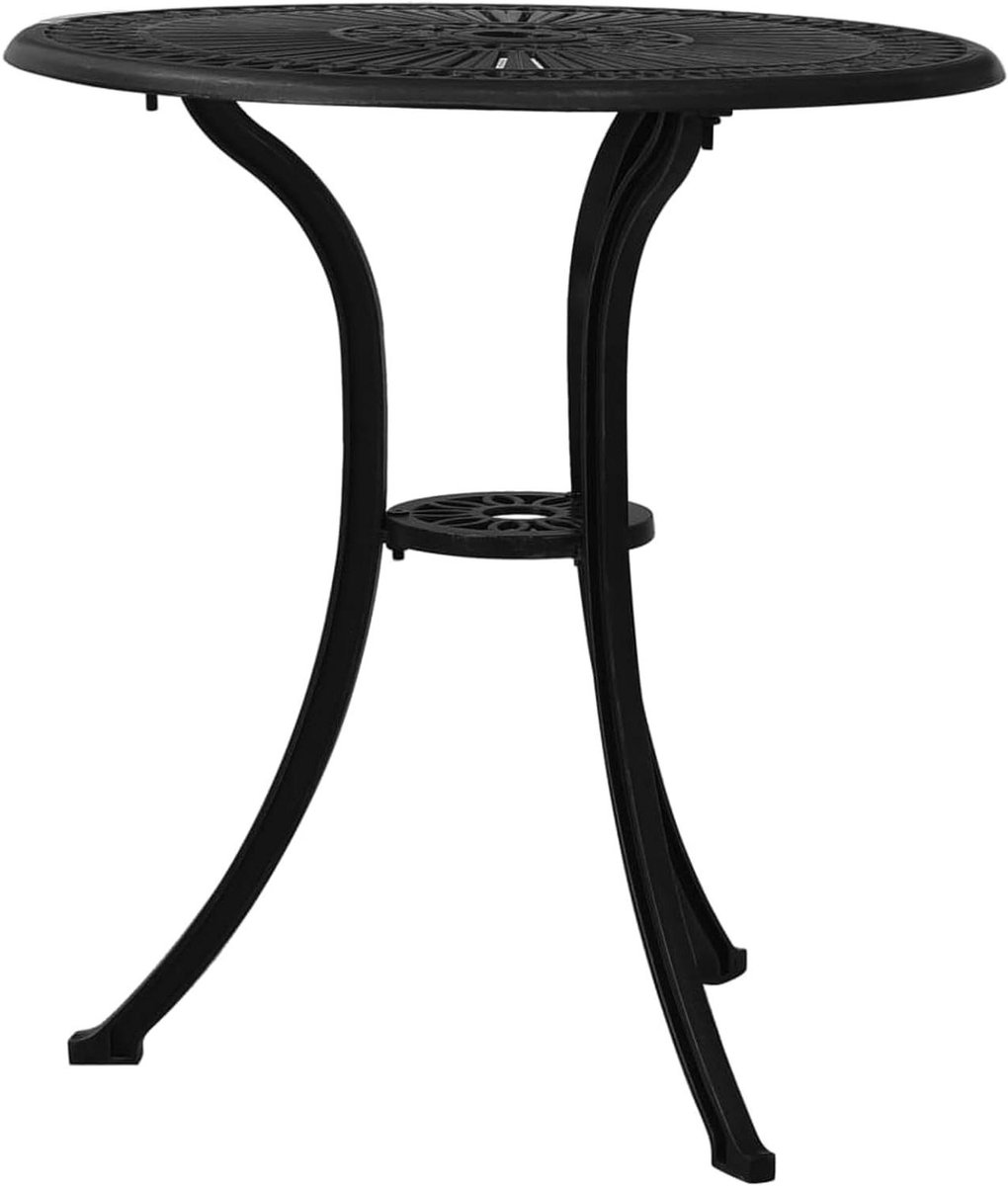 Tuintafel - Balkontafel Outdoortafel - Buiten Zitten - Gegoten Aluminium - 62 x 65 cm - Zwart