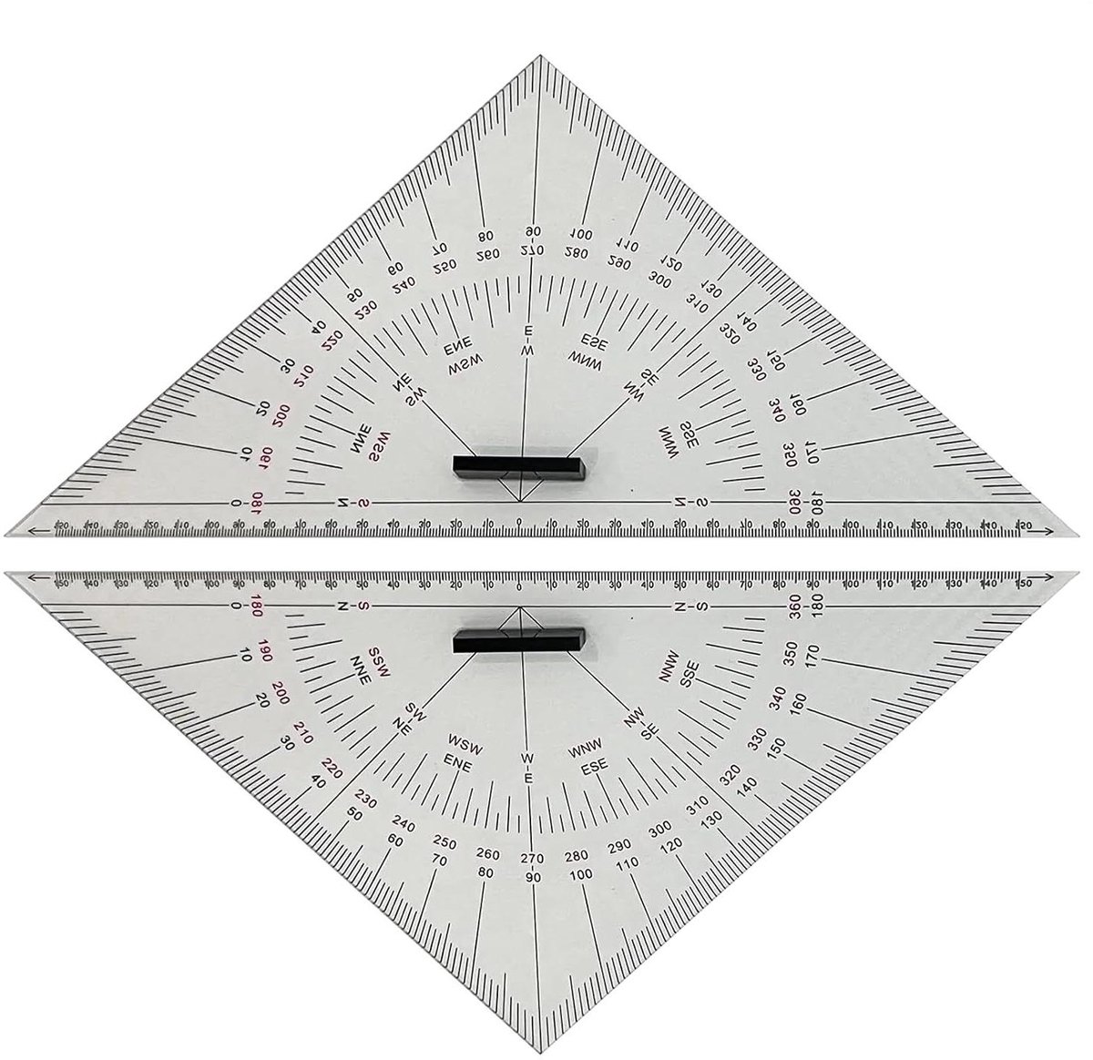 Navigatiedriehoek Tekenset - Tekendriehoek Liniaal - Nauwkeurig Tekenen - Slijtvast Acryl - 30 cm - Transparant