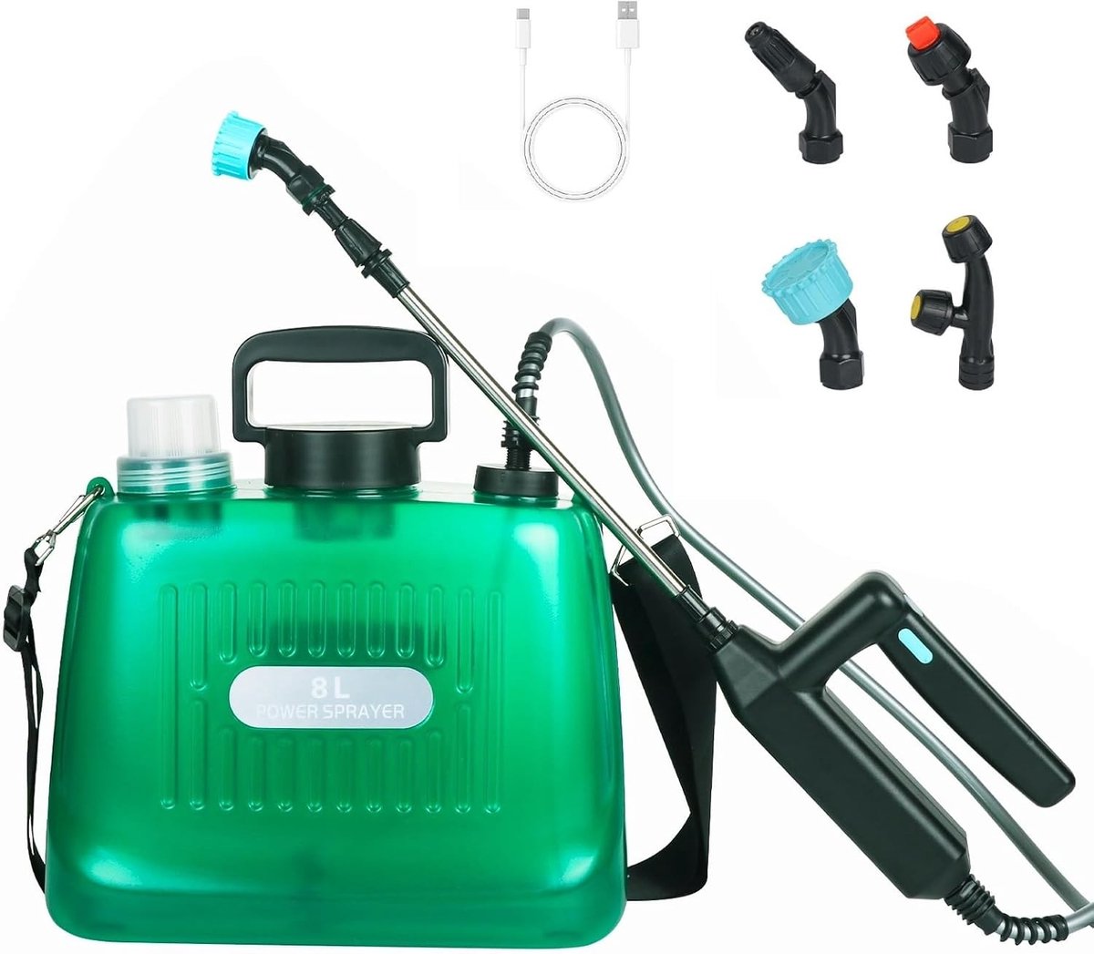 Elektrische Schouderpomp - Groen - 8 Liter - Oplaadbare Sproeipomp voor Planten en Tuin